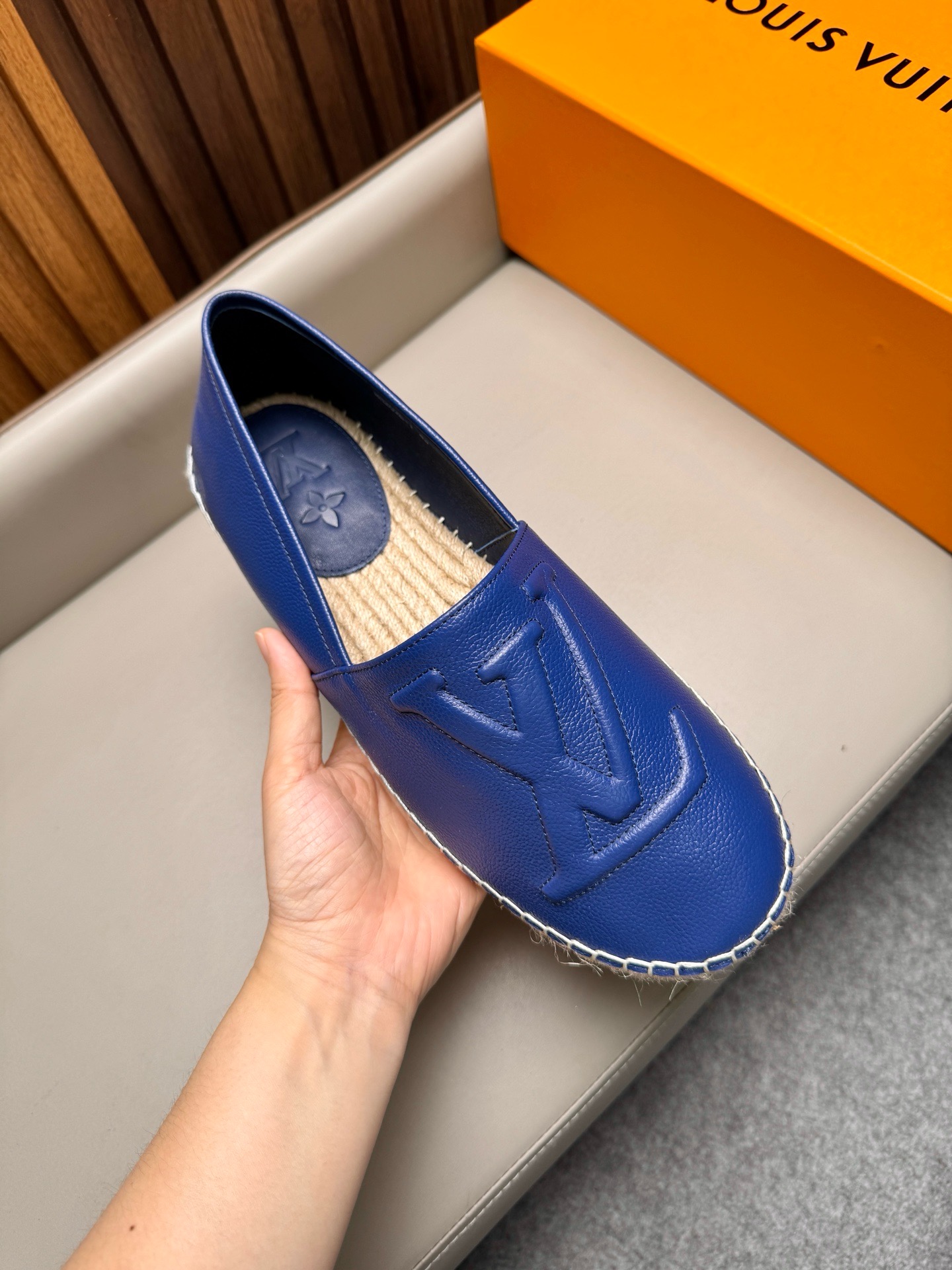 Эспадрильи мужские в стиле Louis Vuitton синего цвета