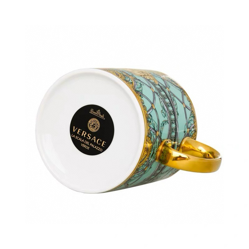Кофейный сервиз в стиле Versace,  бирюзового цвета, 15 предметов