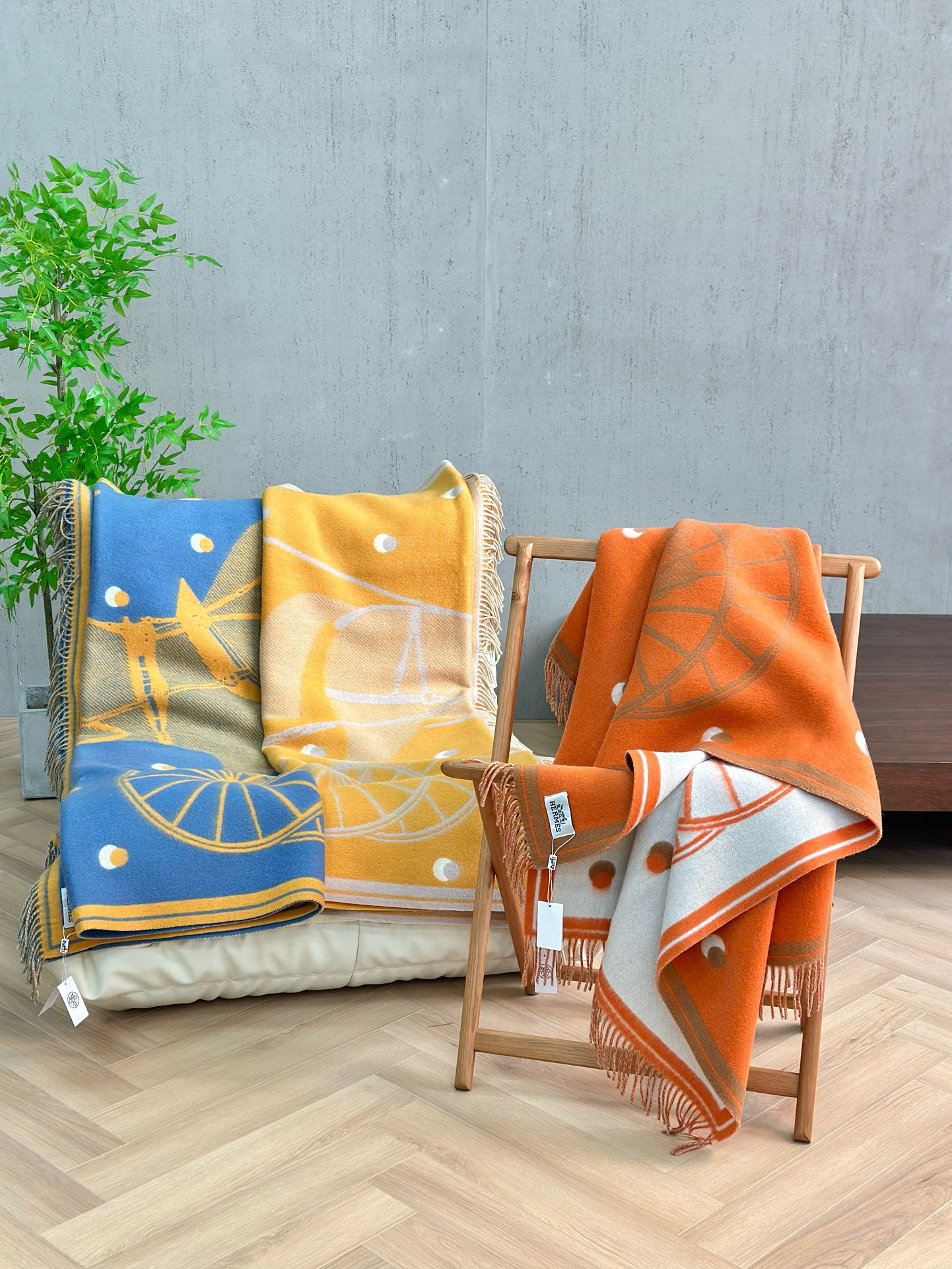 Плед унисекс в стиле Hermes Cheval Cabriolet из шерсти и кашемира (3 цвета)