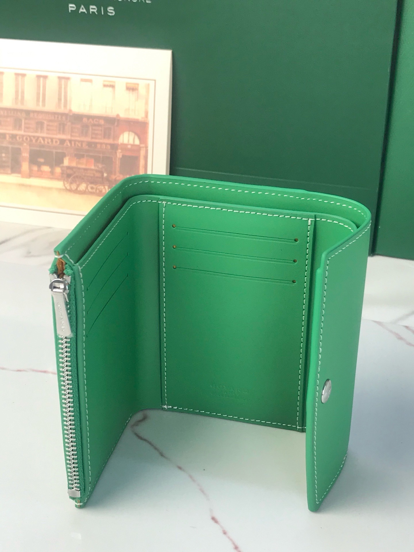 Кошелёк Goyard Saint-Gabriel Multicolour зелёного цвета