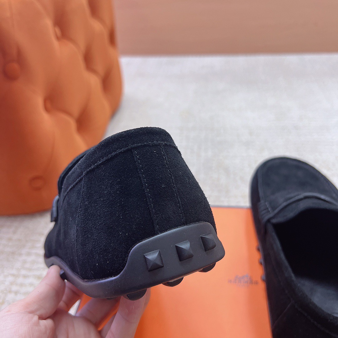 Лоферы мужские в стиле Hermès черного цвета