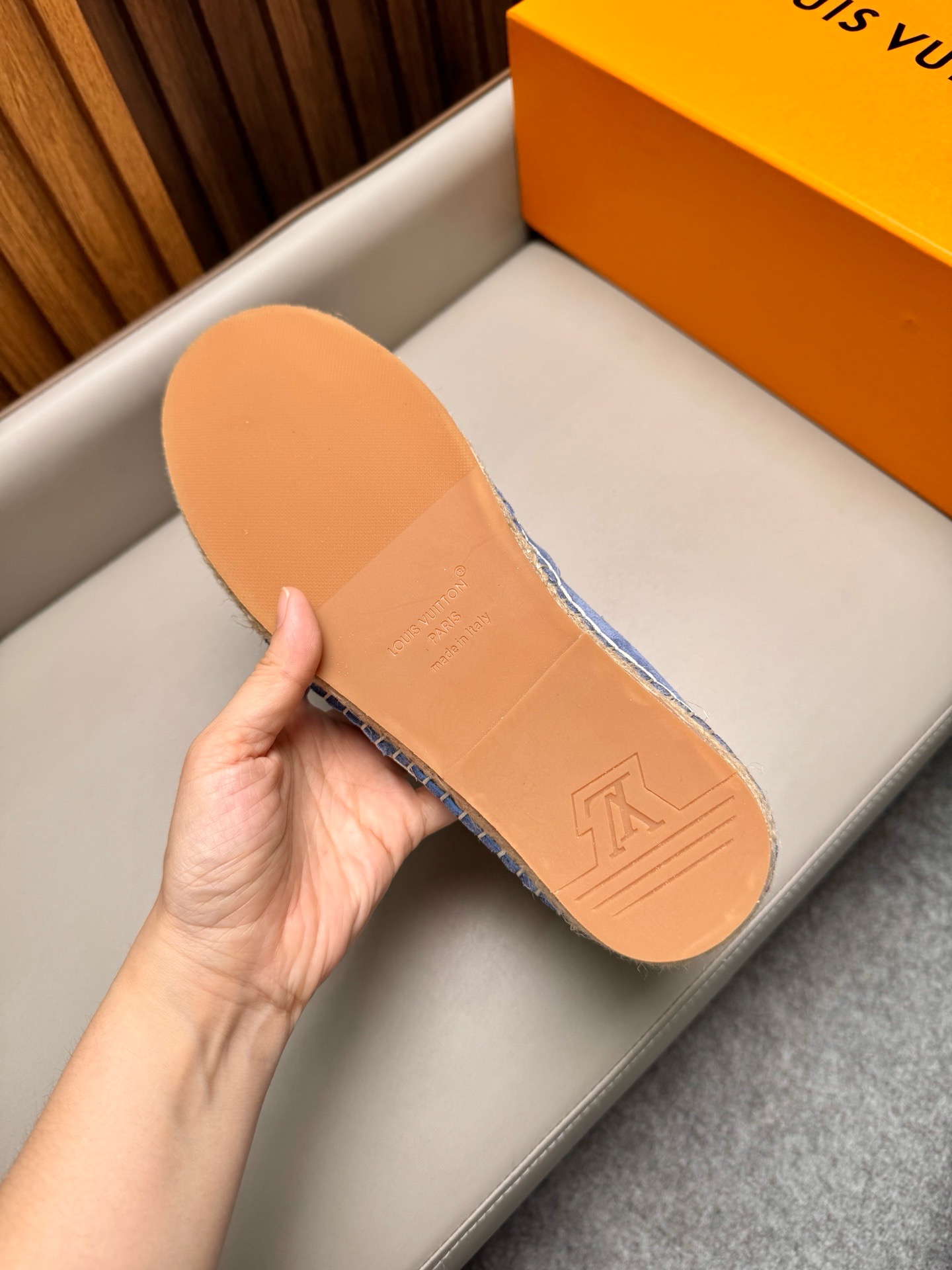 Эспадрильи мужские в стиле Louis Vuitton из натуральной замши голубого цвета