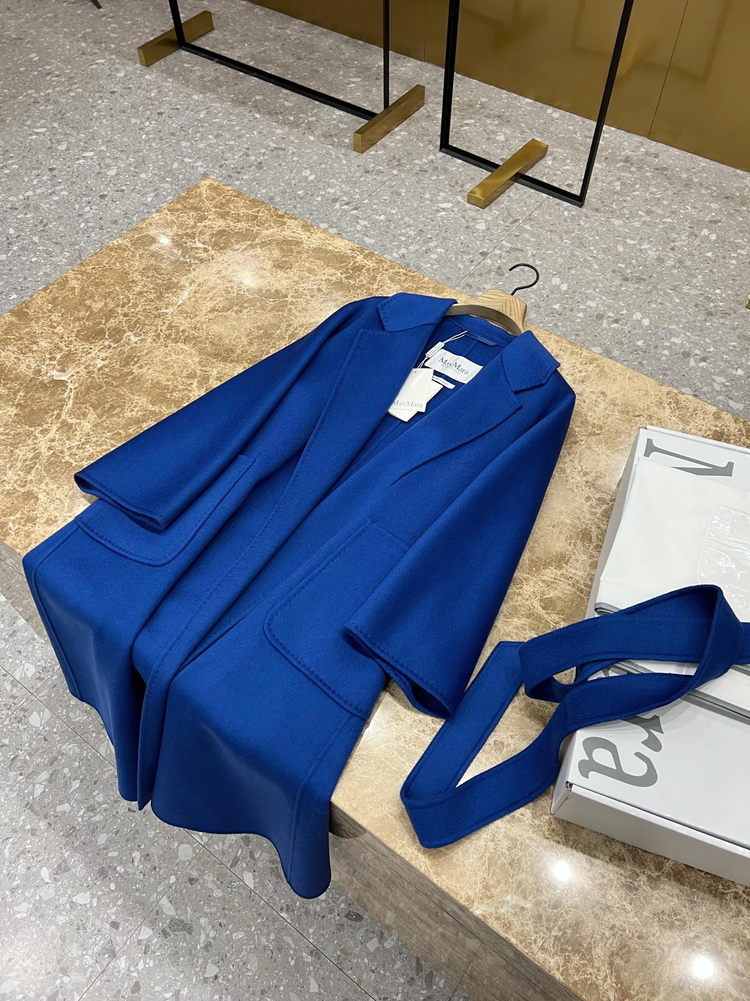 Пальто женское в стиле Max Mara Ludmilla синего цвета 