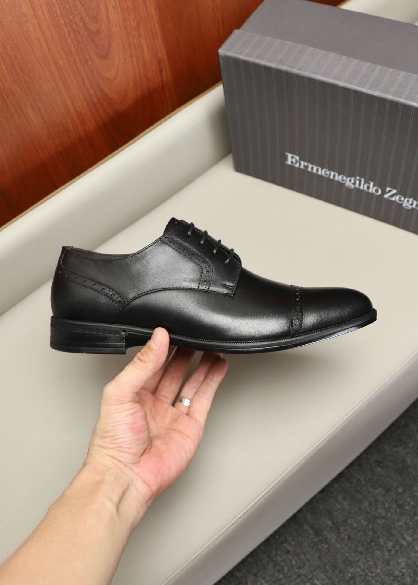 Оксфорды мужские в стиле Zegna Lace чёрного цвета