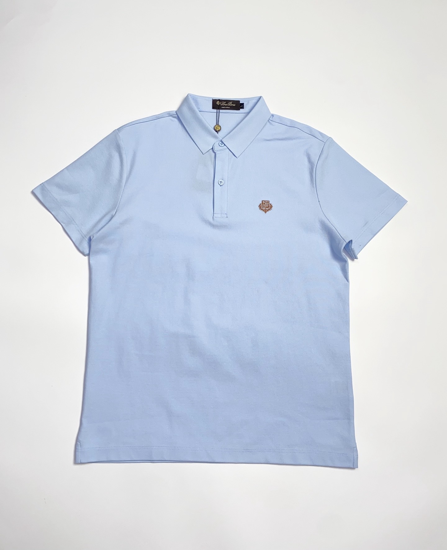 Поло мужское в стиле Loro Piana из хлопка с вышитым логотипом