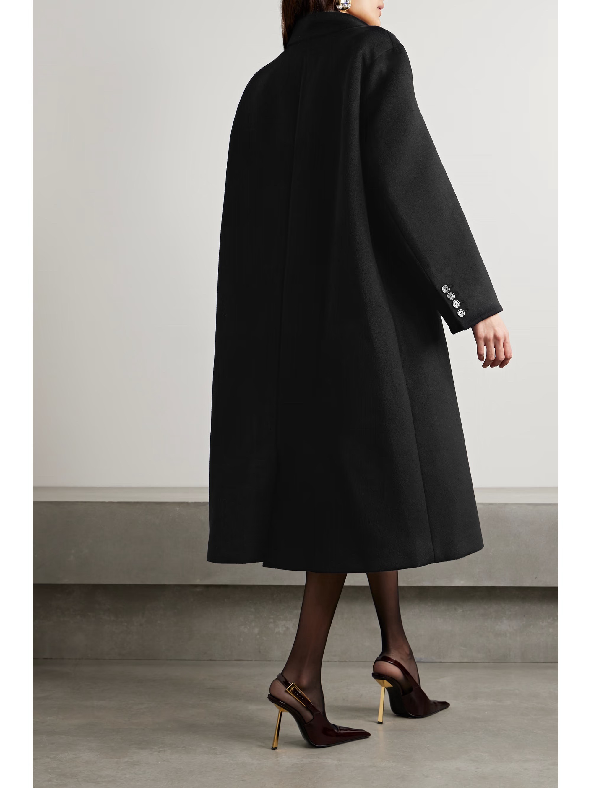 Пальто женское в стиле Saint Laurent из шерсти, свободного кроя
