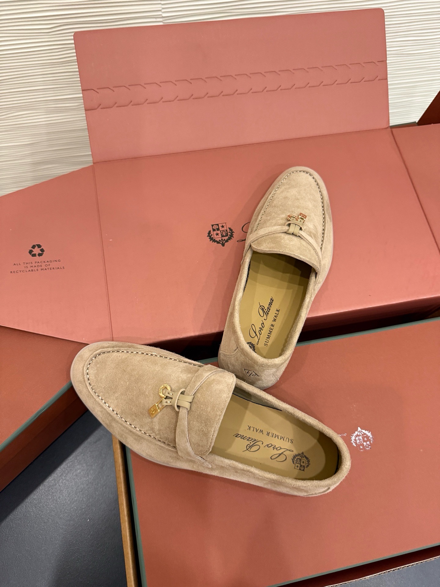 Лоферы Loro Piana Summer Charms Walk бежевого цвета