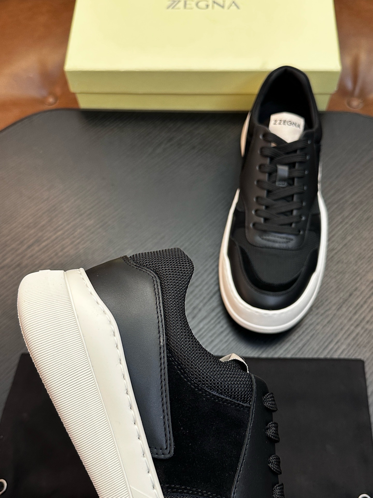 Кроссовки мужские Zegna Triple Stitch Monte чёрного цвета