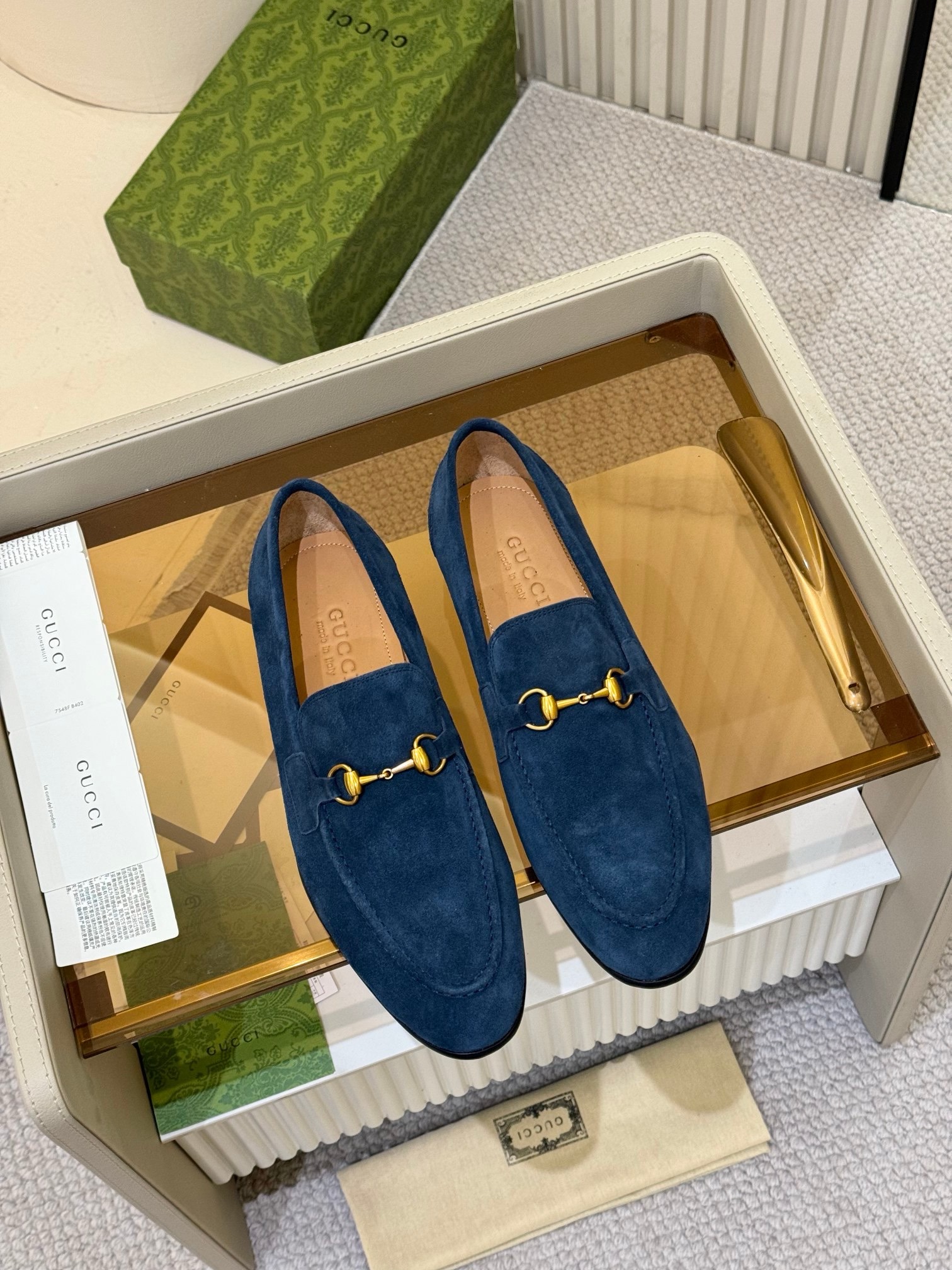 Лоферы мужские Gucci из натуральной замши синего цвета