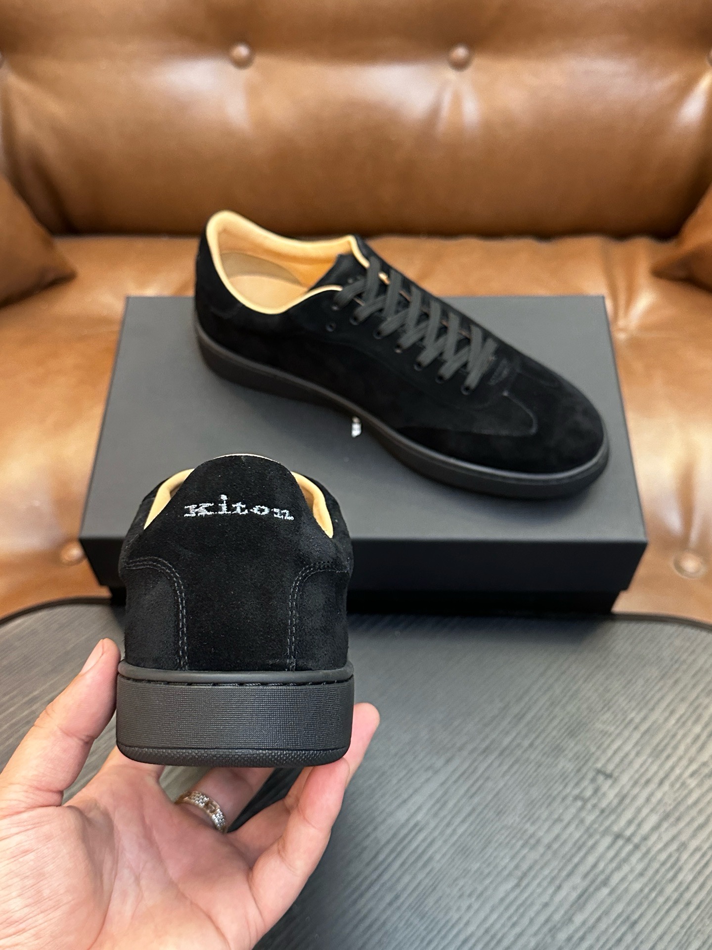 Кеды мужские в стиле Kiton чёрного цвета