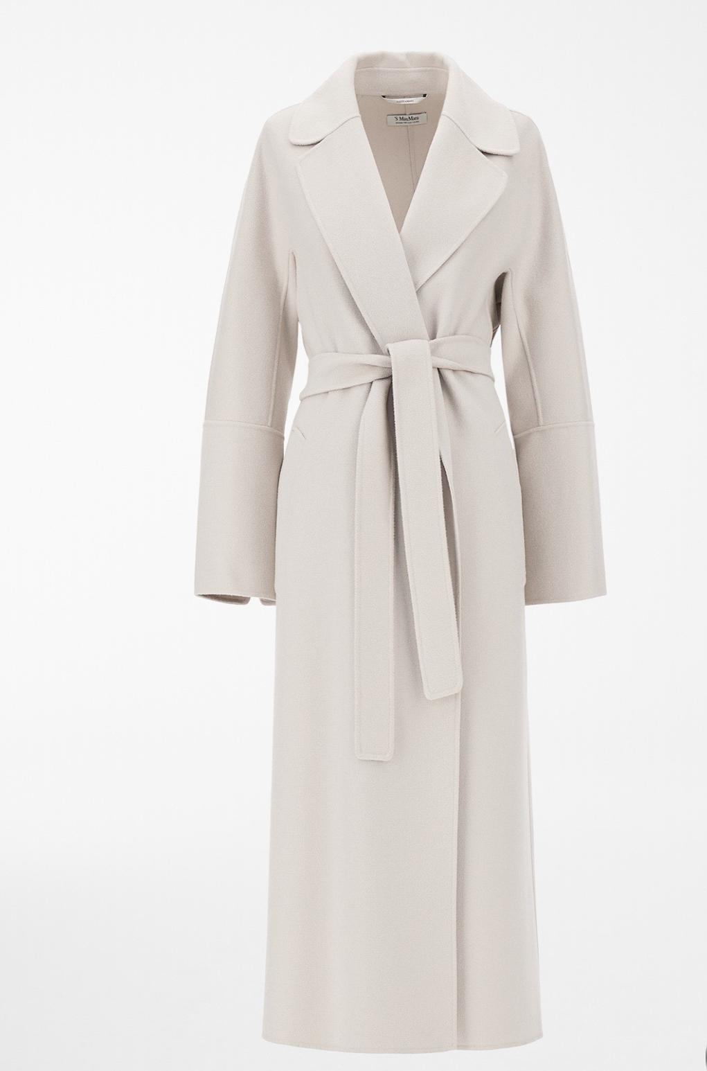 Пальто женское в стиле Max Mara Elisa молочного цвета с поясом