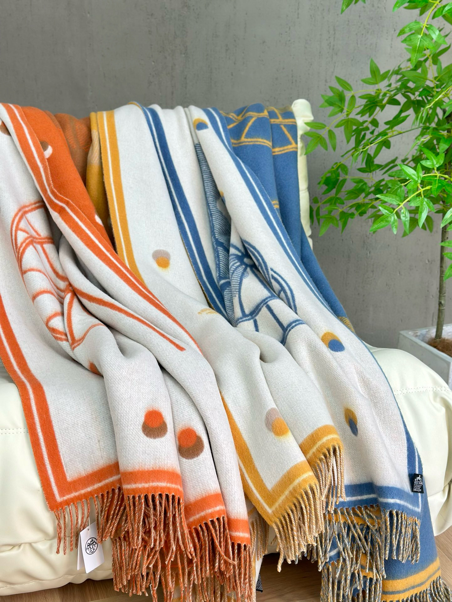 Плед унисекс в стиле Hermes Cheval Cabriolet из шерсти и кашемира (3 цвета)