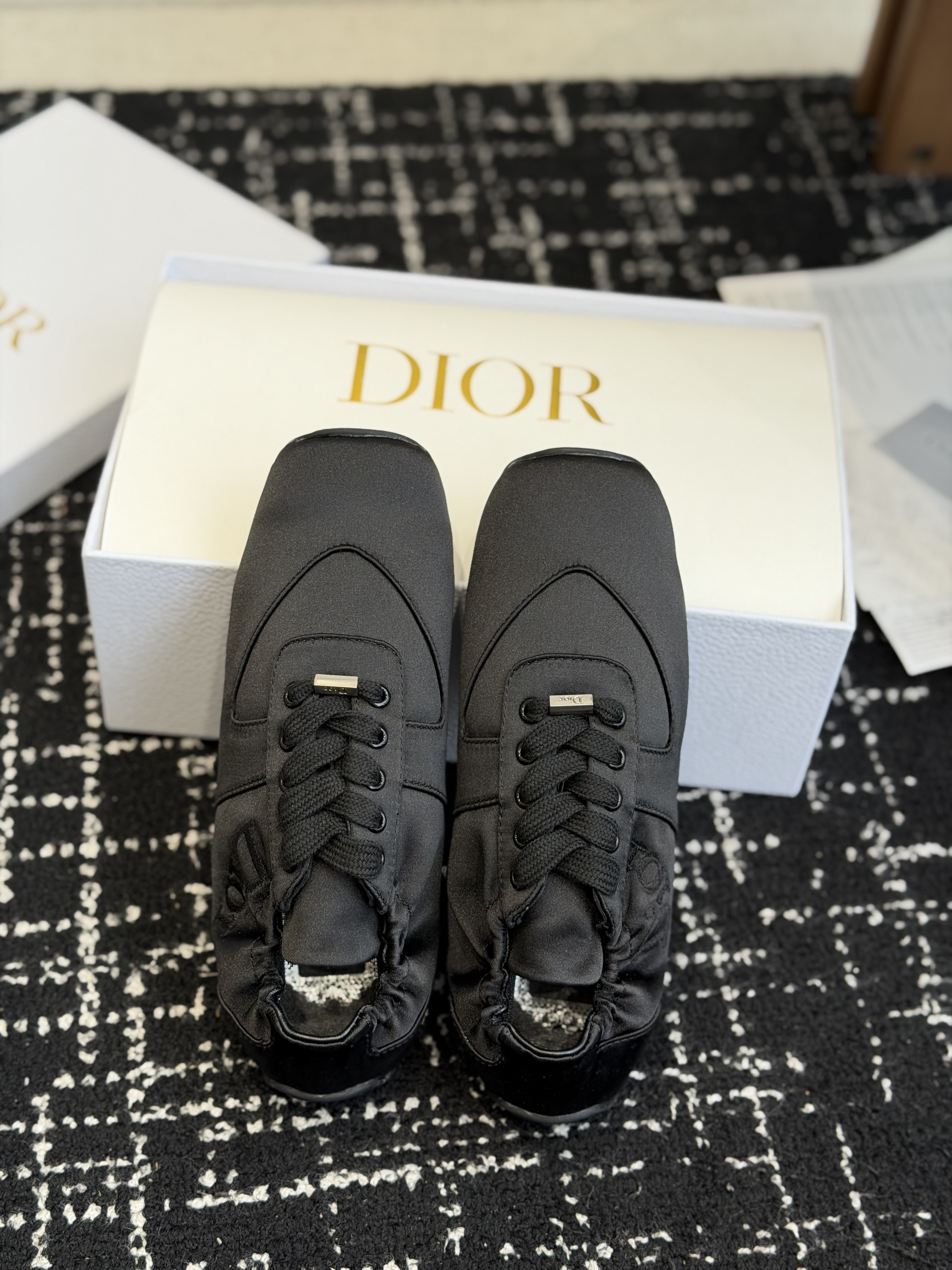 Кеды женские в стиле Dior D-Coeur чёрного цвета