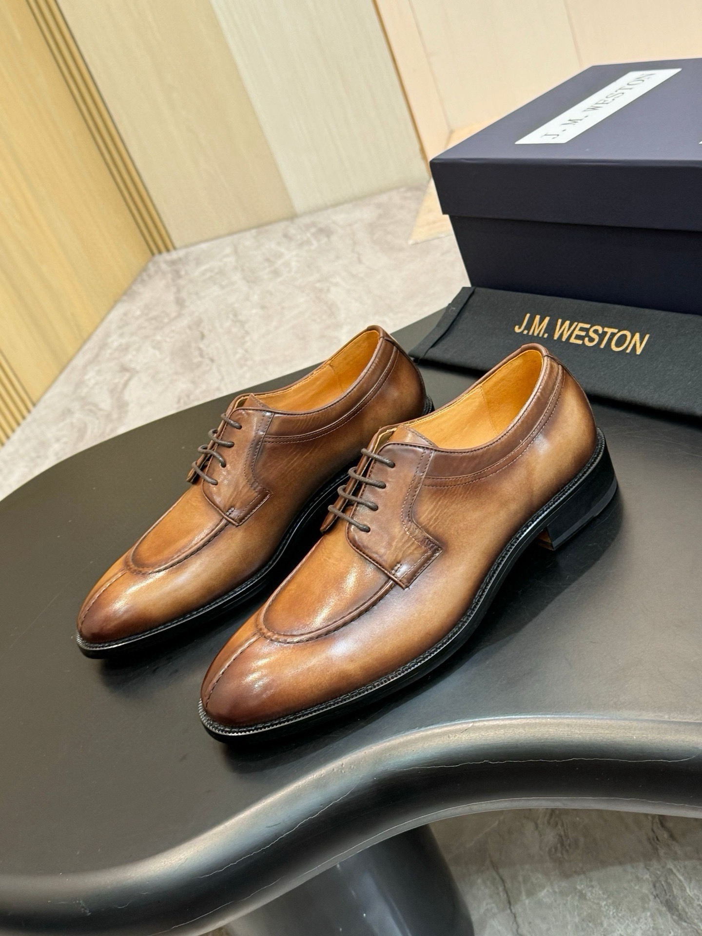 Дерби мужские J.M. Weston Half-Hunt Derby коричневого цвета