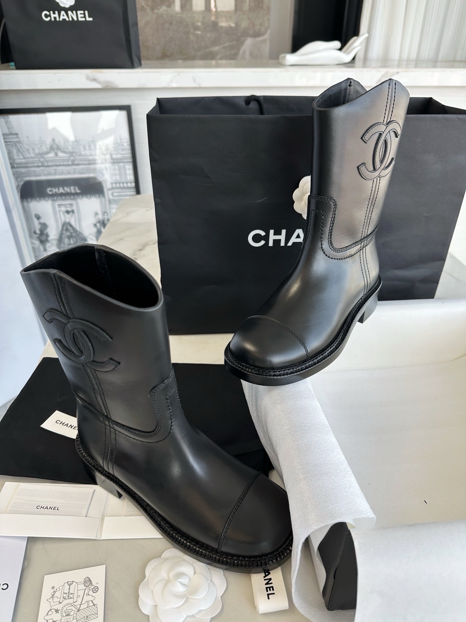 Полусапоги женские Chanel Western чёрного цвета