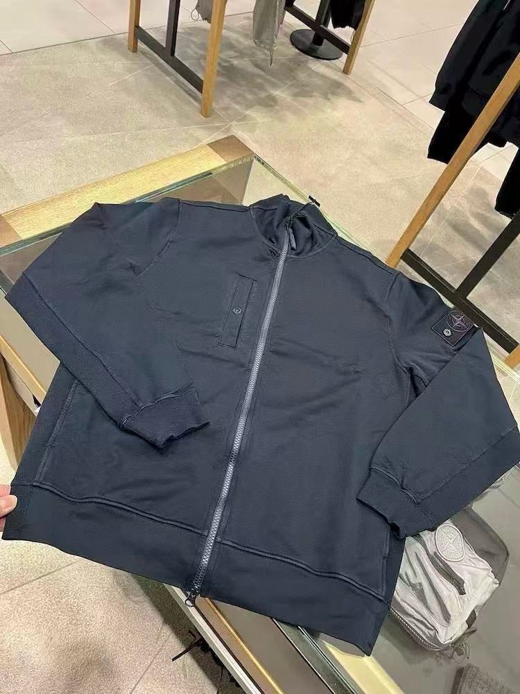 Куртка мужская Stone Island Ghost из хлопкового трикотажа синего цвета на молнии