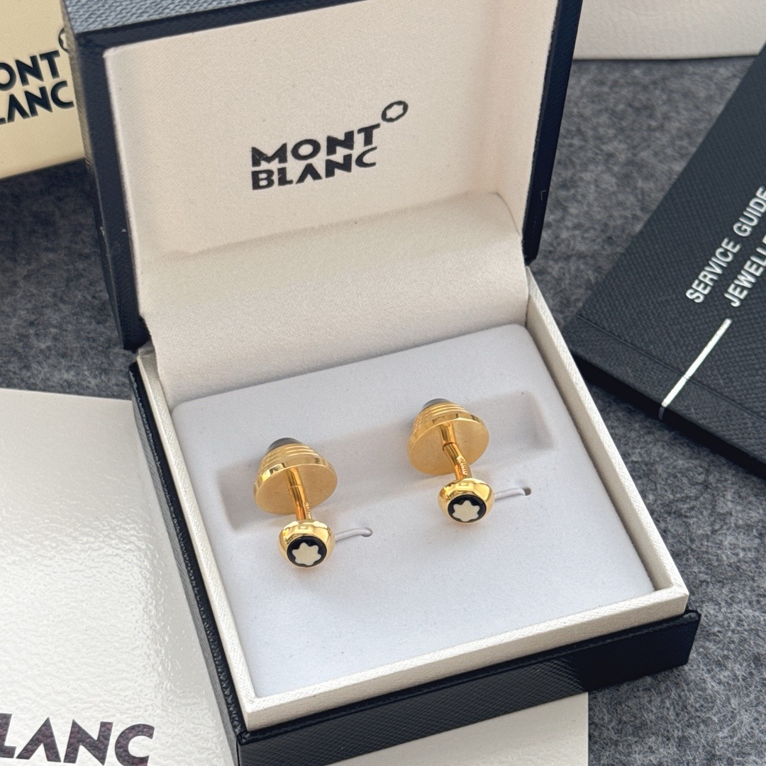 Запонки мужские Montblanc из металла с чёрными вставками