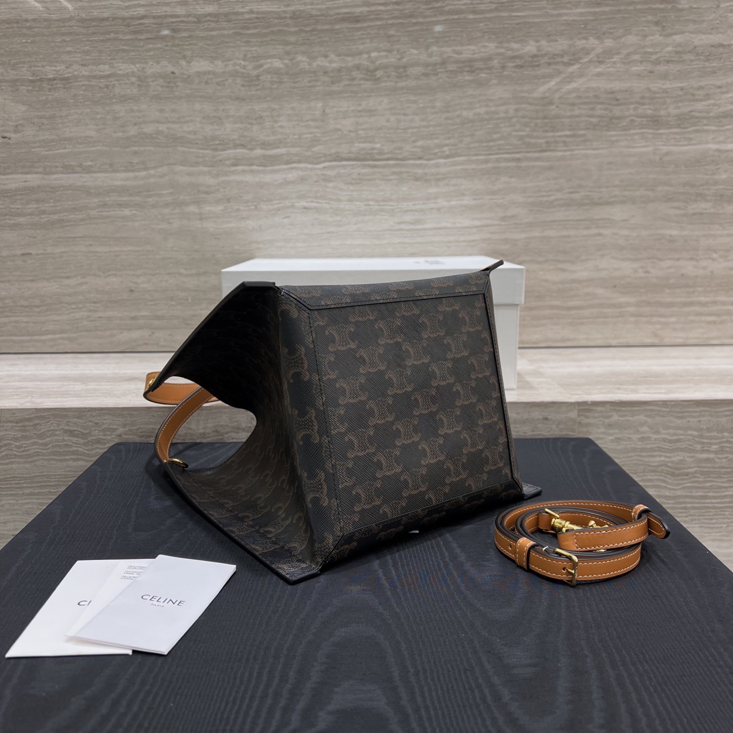 Сумка женская в стиле Celine Cubo Monogram коричневого цвета