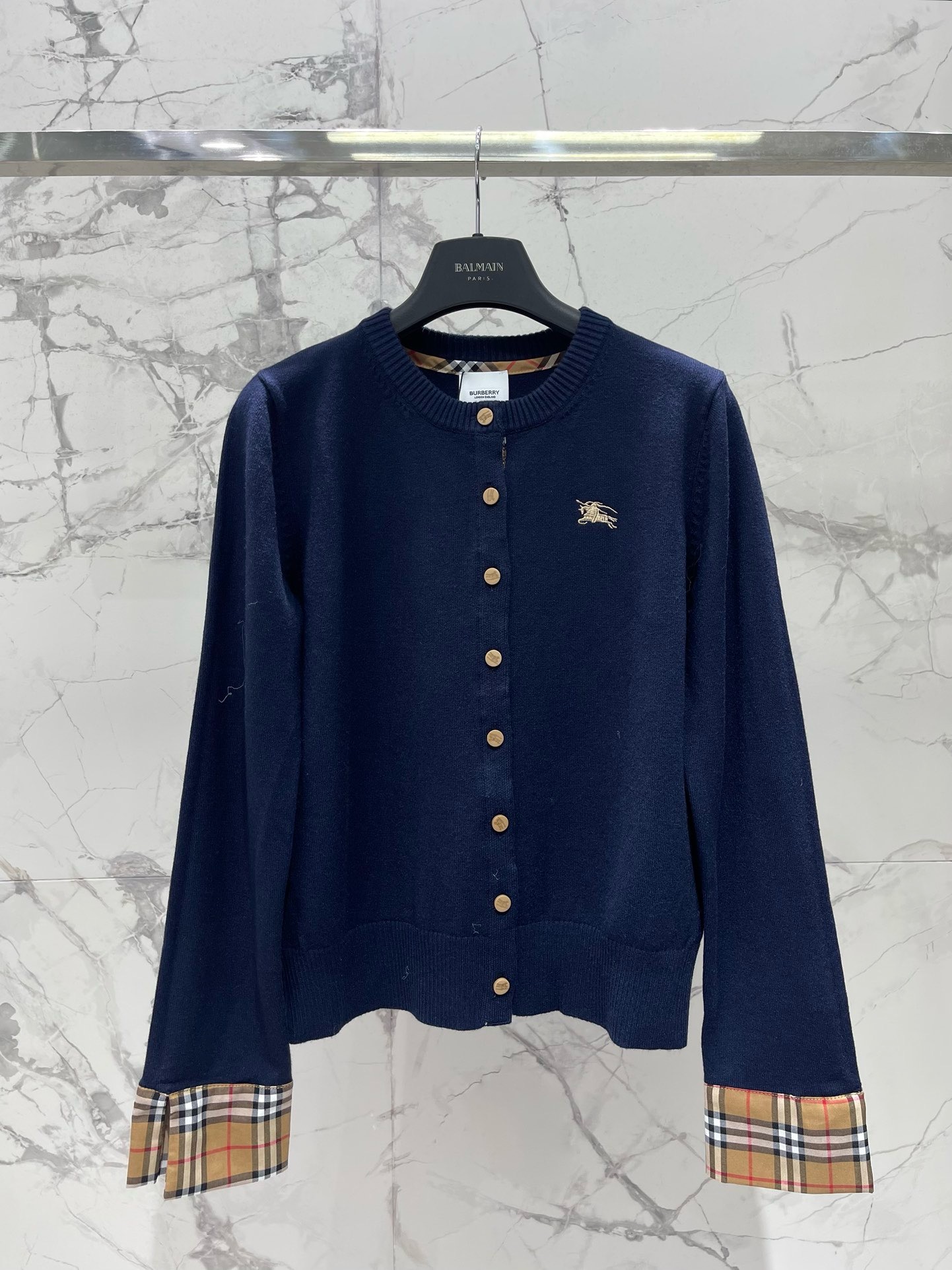 Кардиган женский Burberry EKD Cotton Wool Cardigan тёмно-синего цвета