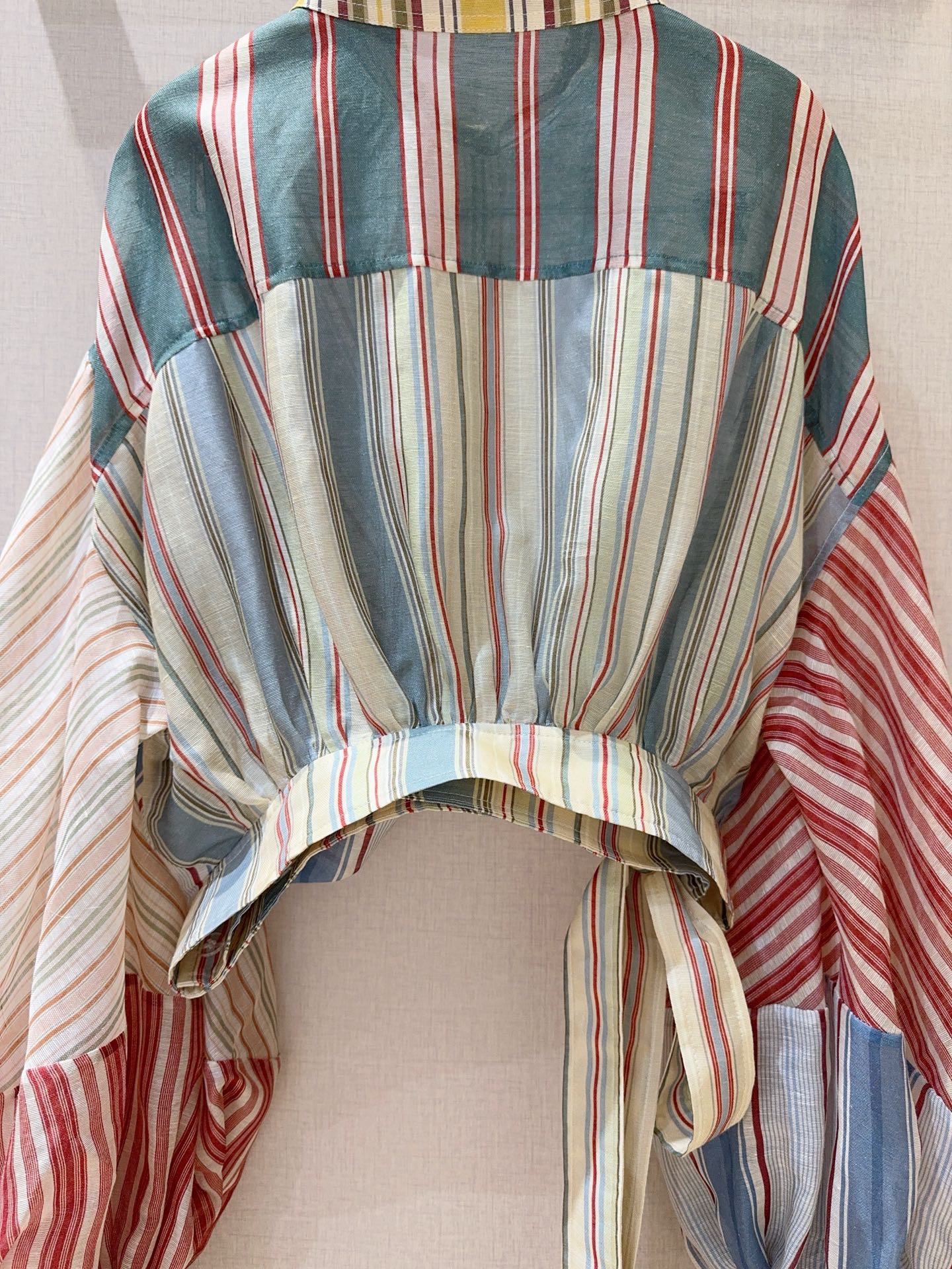 Платье женское в стиле Zimmermann  из льна и шёлка мультиколор в полоску с поясом