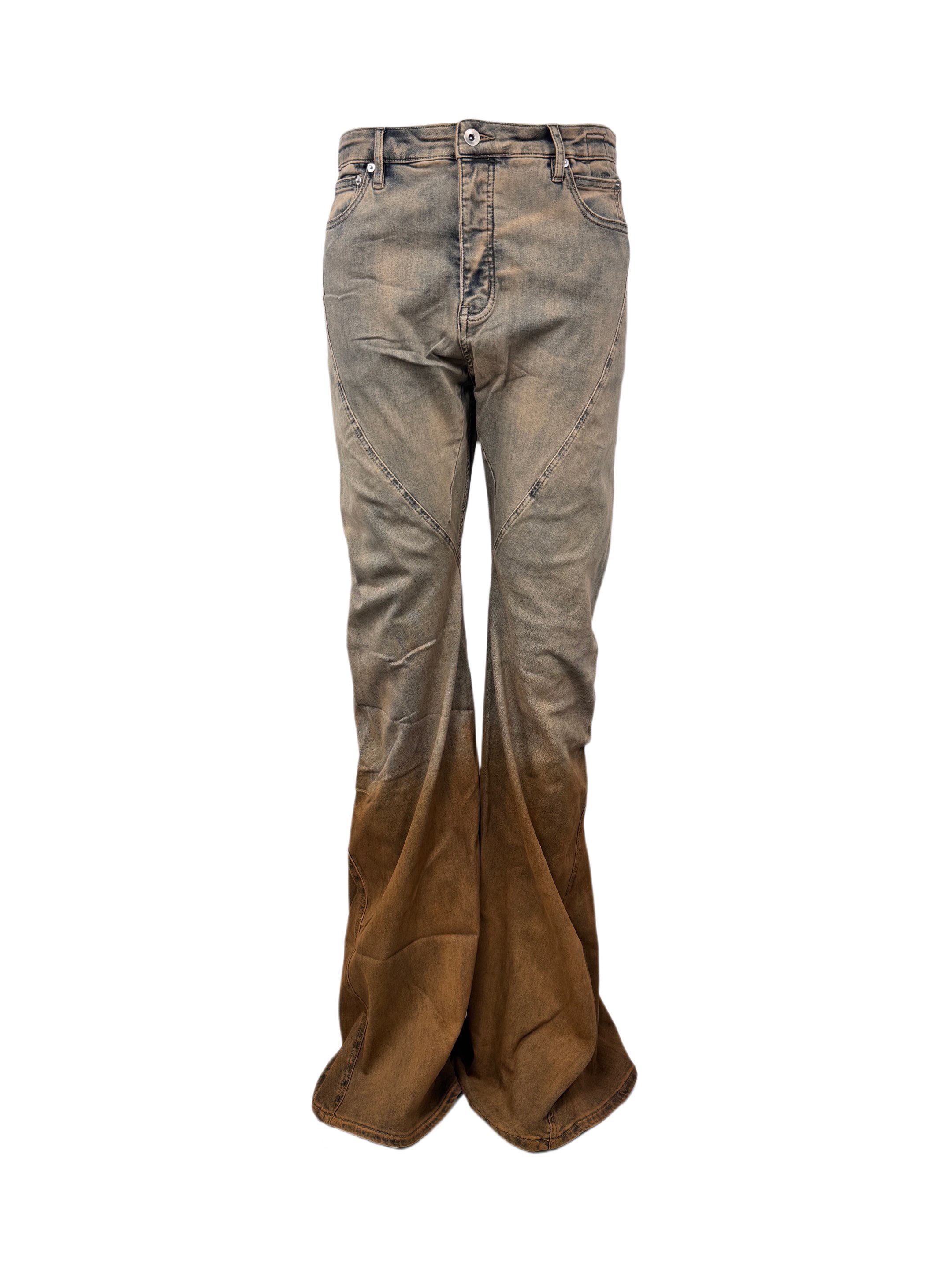 Джинсы унисекс в стиле Rick Owens серо-коричневого цвета