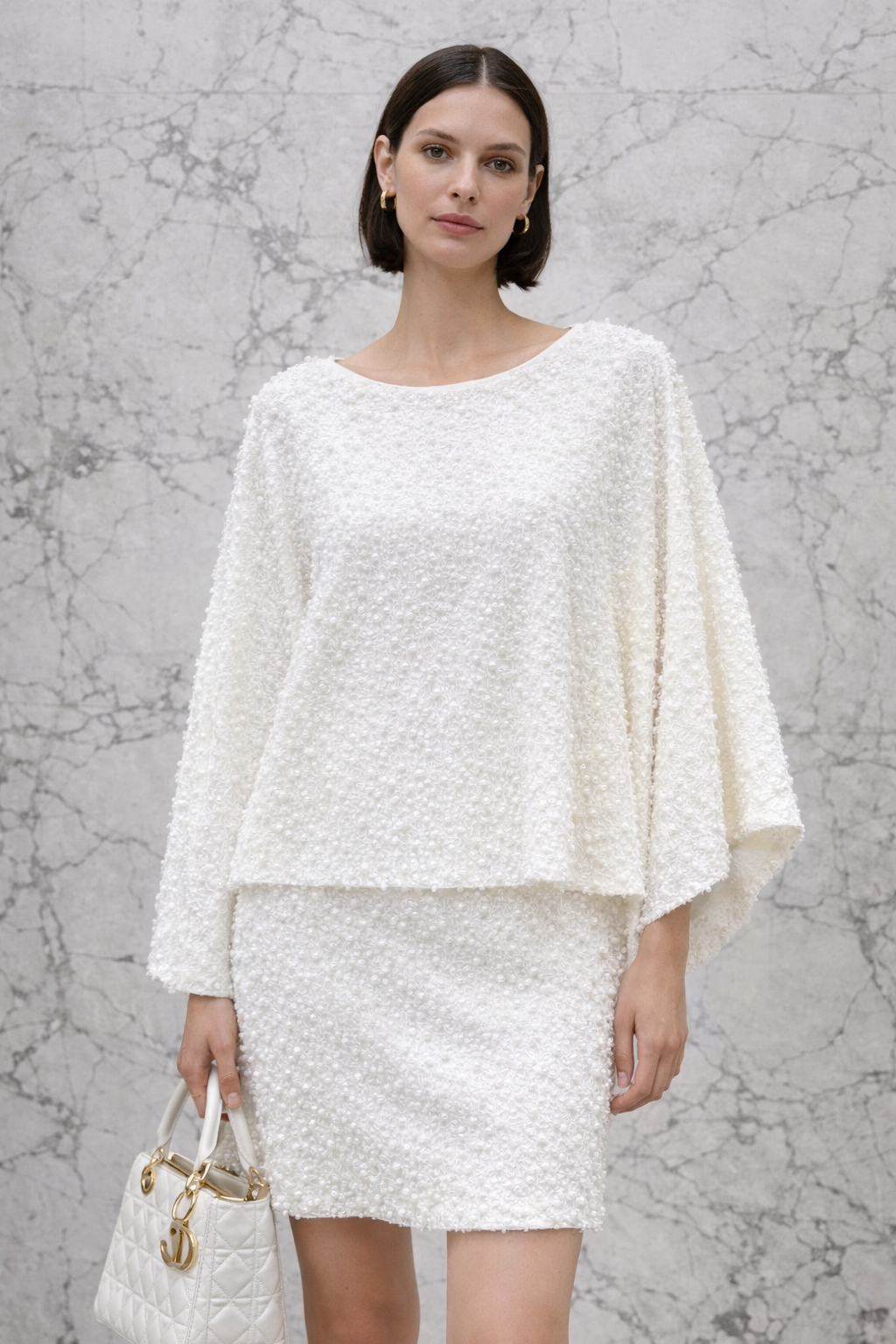 Комплект женский в стиле Saint Laurent белого цвета