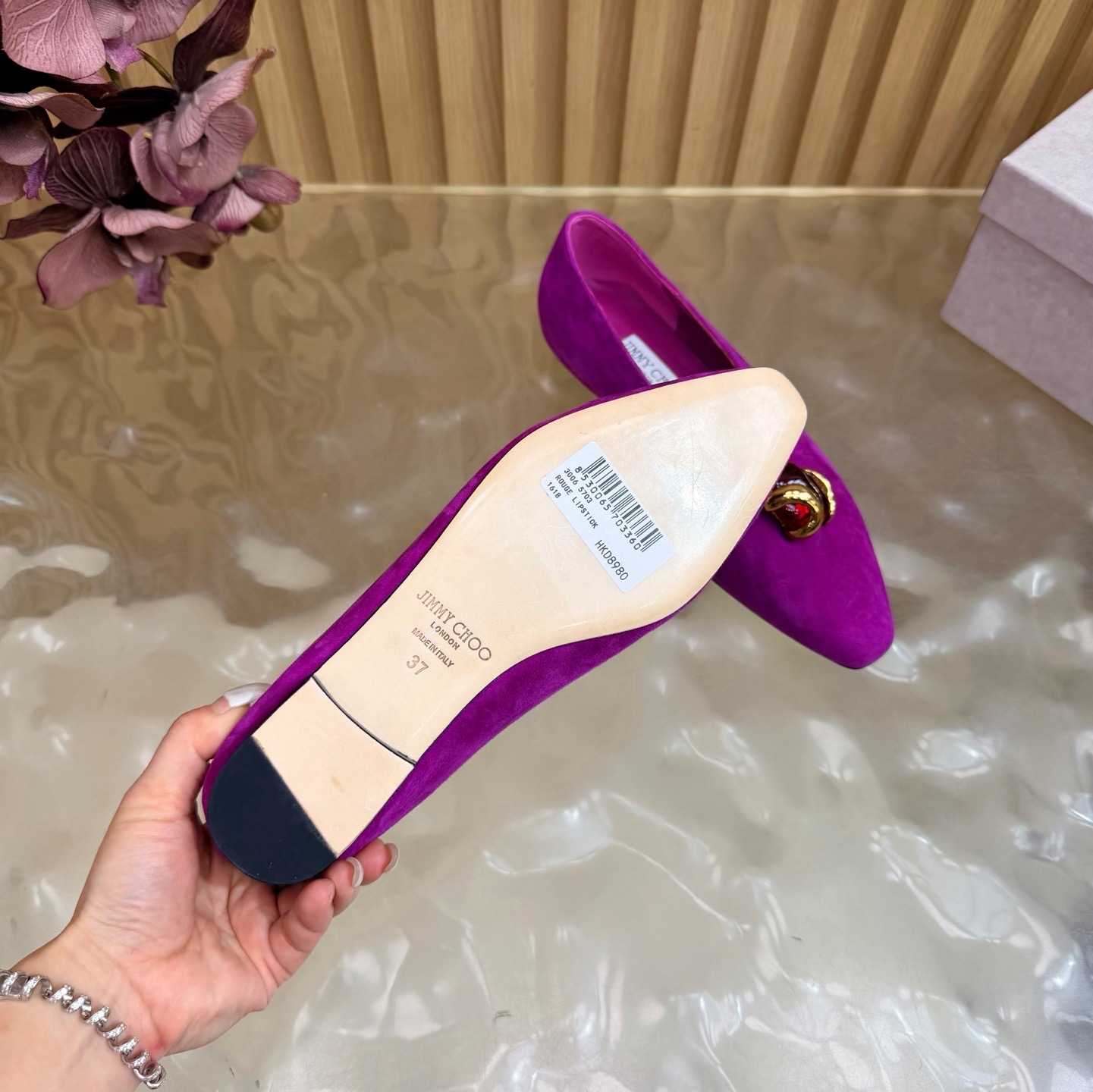 Балетки женские Jimmy Choo Margot Flat фиолетового цвета