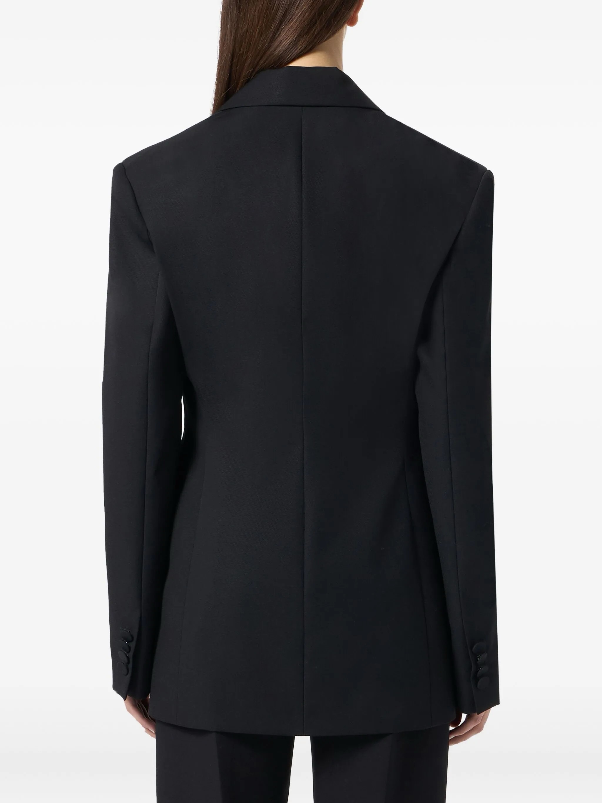 Жакет женский Blumarine Wool Jacket with Laser-Cut Embroidery and Rhinestones чёрного цвета