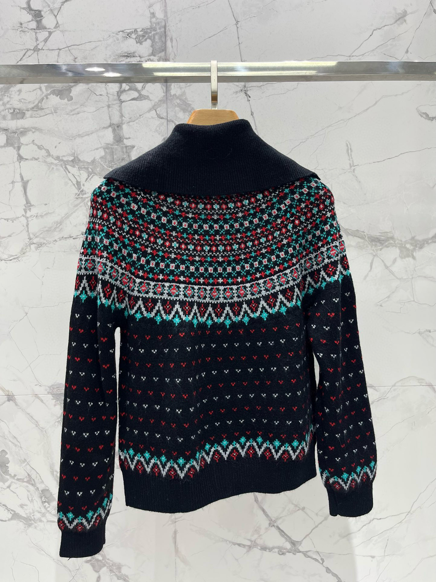 Кардиган женский в стиле Polo Ralph Lauren свободного кроя с узором Фэр-Айл тёмно-синего цвета