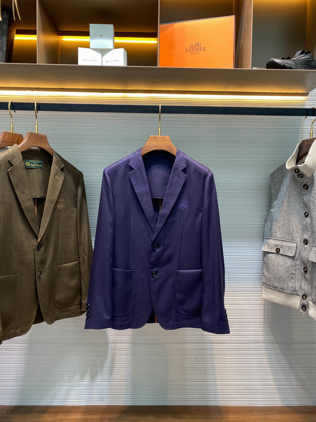 Пиджак мужской в стиле Zegna XXX Techmerino тёмно-синего цвета в клетку