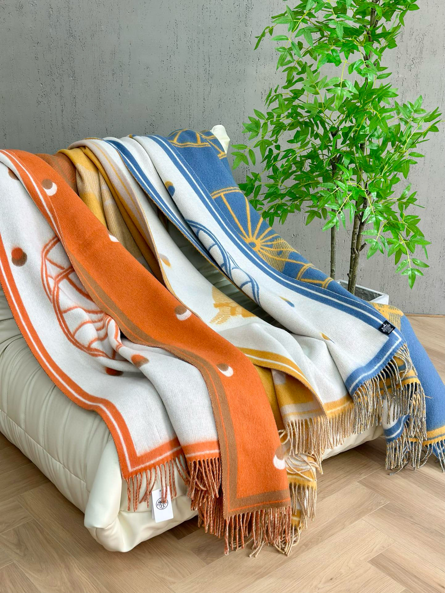 Плед унисекс в стиле Hermes Cheval Cabriolet из шерсти и кашемира (3 цвета)