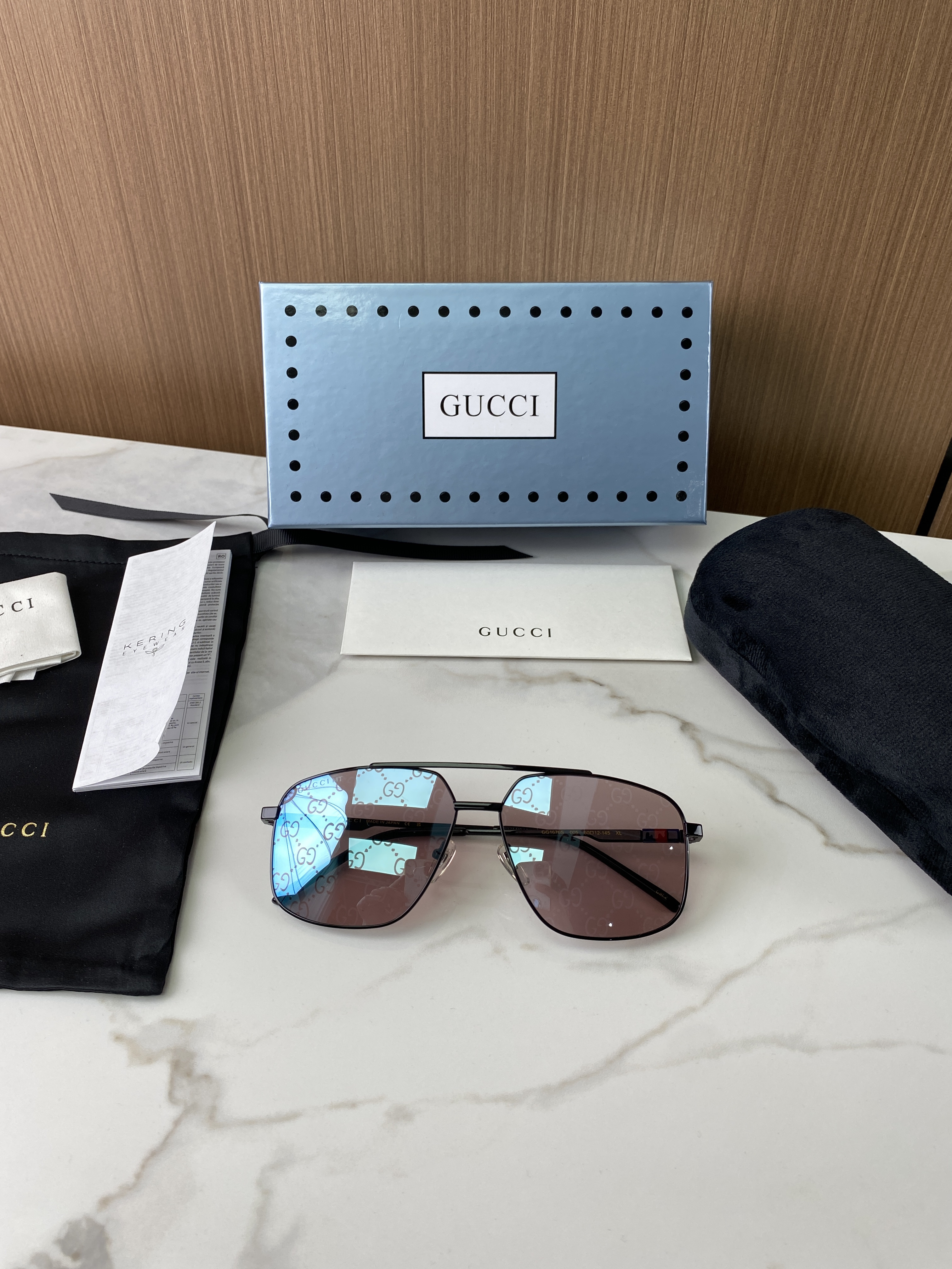 Очки солнцезащитные унисекс в стиле Gucci в металлической оправе классической формы