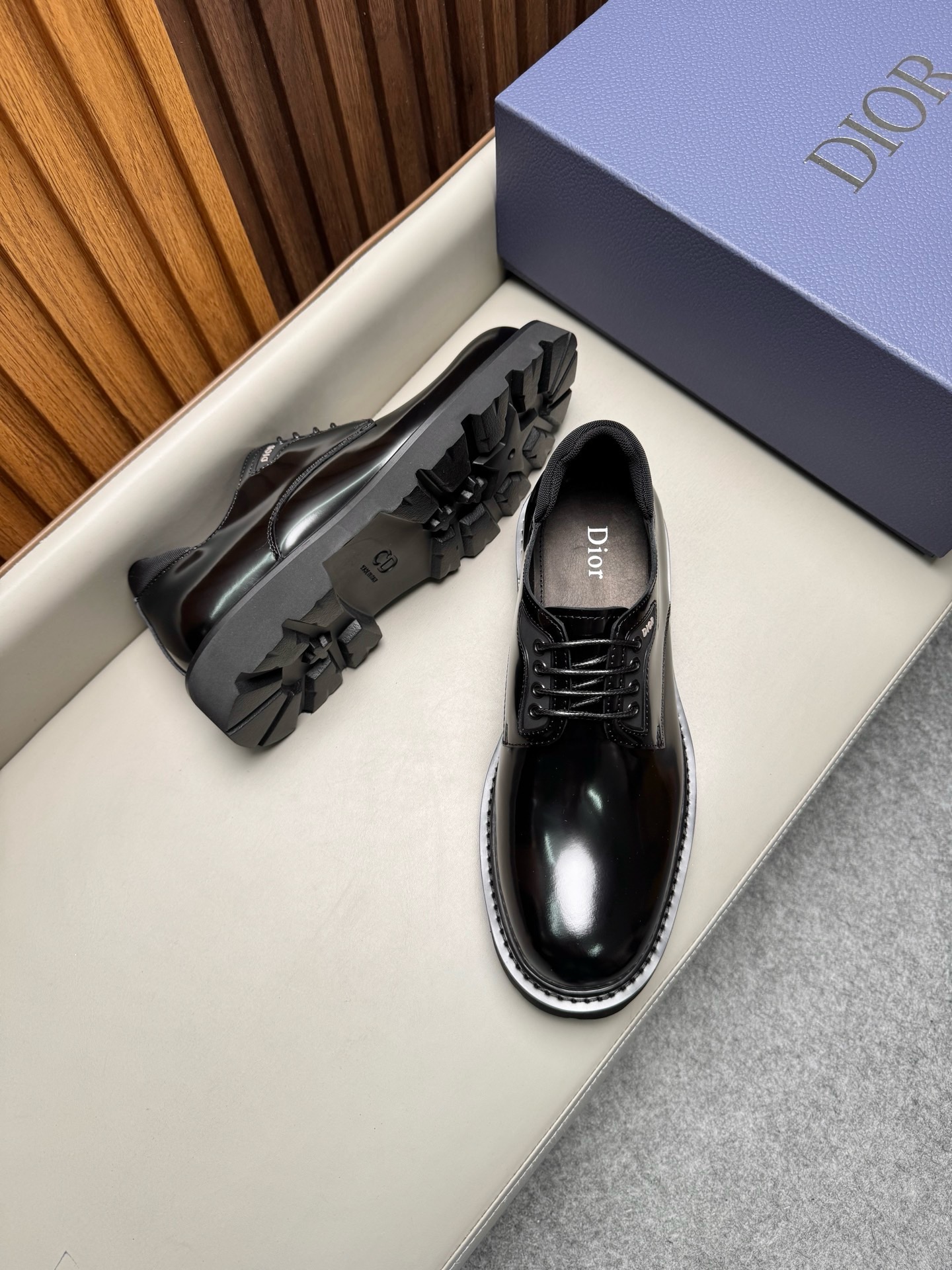 Дерби мужские в стиле Dior Homme чёрного цвета