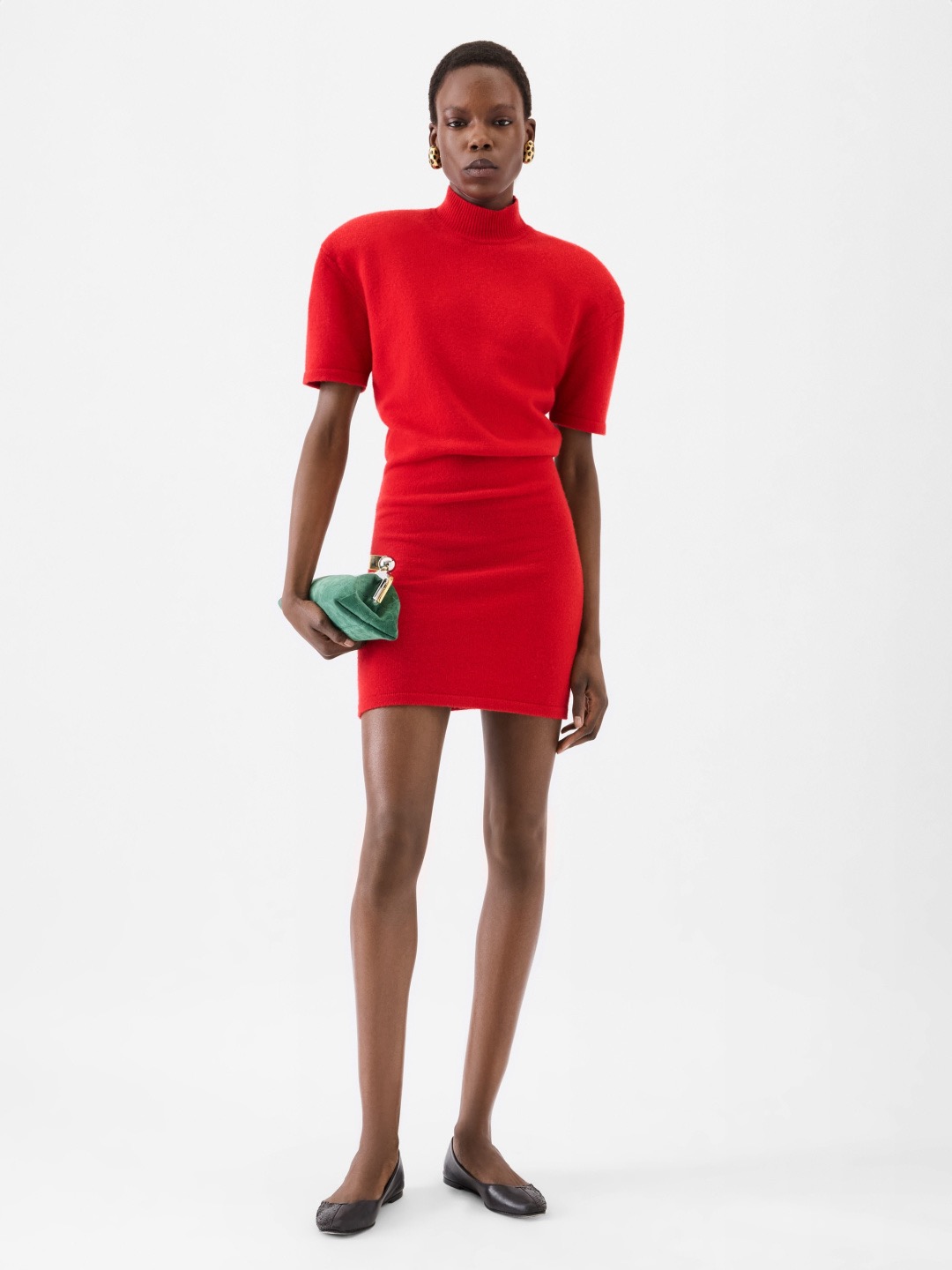 Платье трикотажное женское в стиле Jacquemus красного цвета