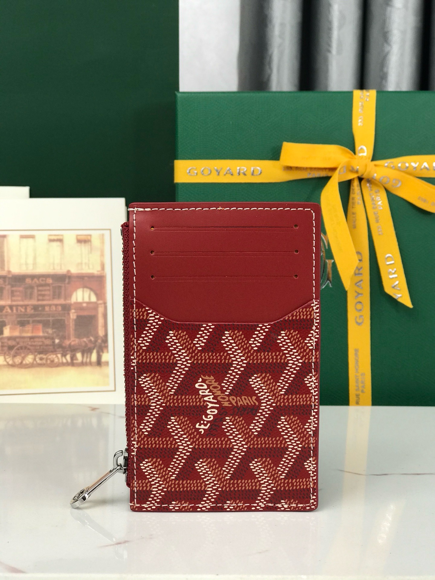 Картхолдер Goyard Bourbon красного цвета