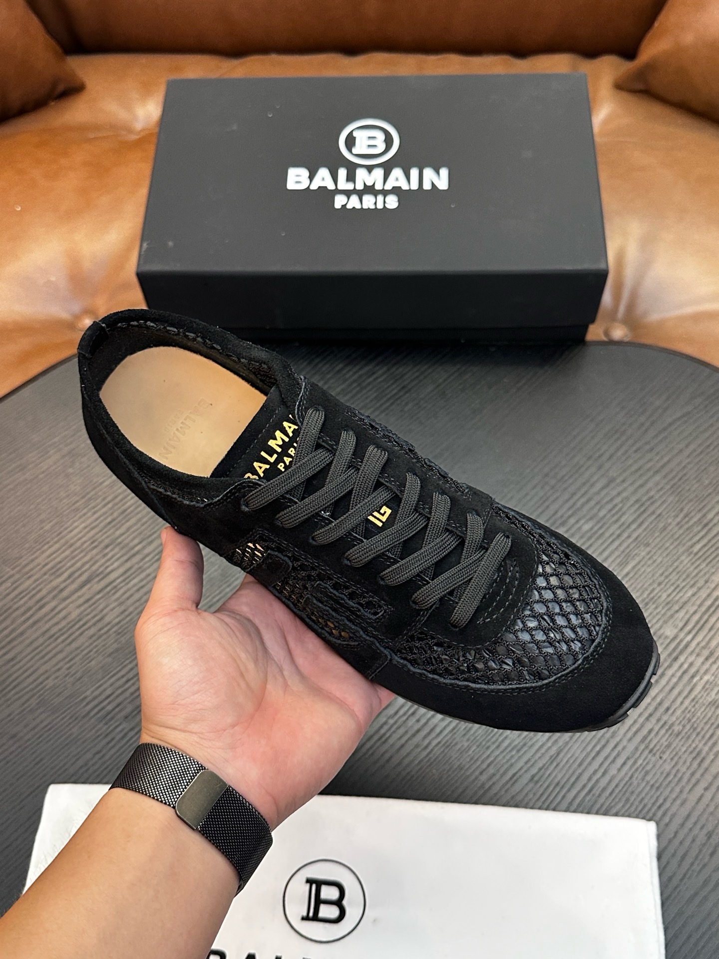 Кроссовки мужские Balmain B-Skate чёрного цвета