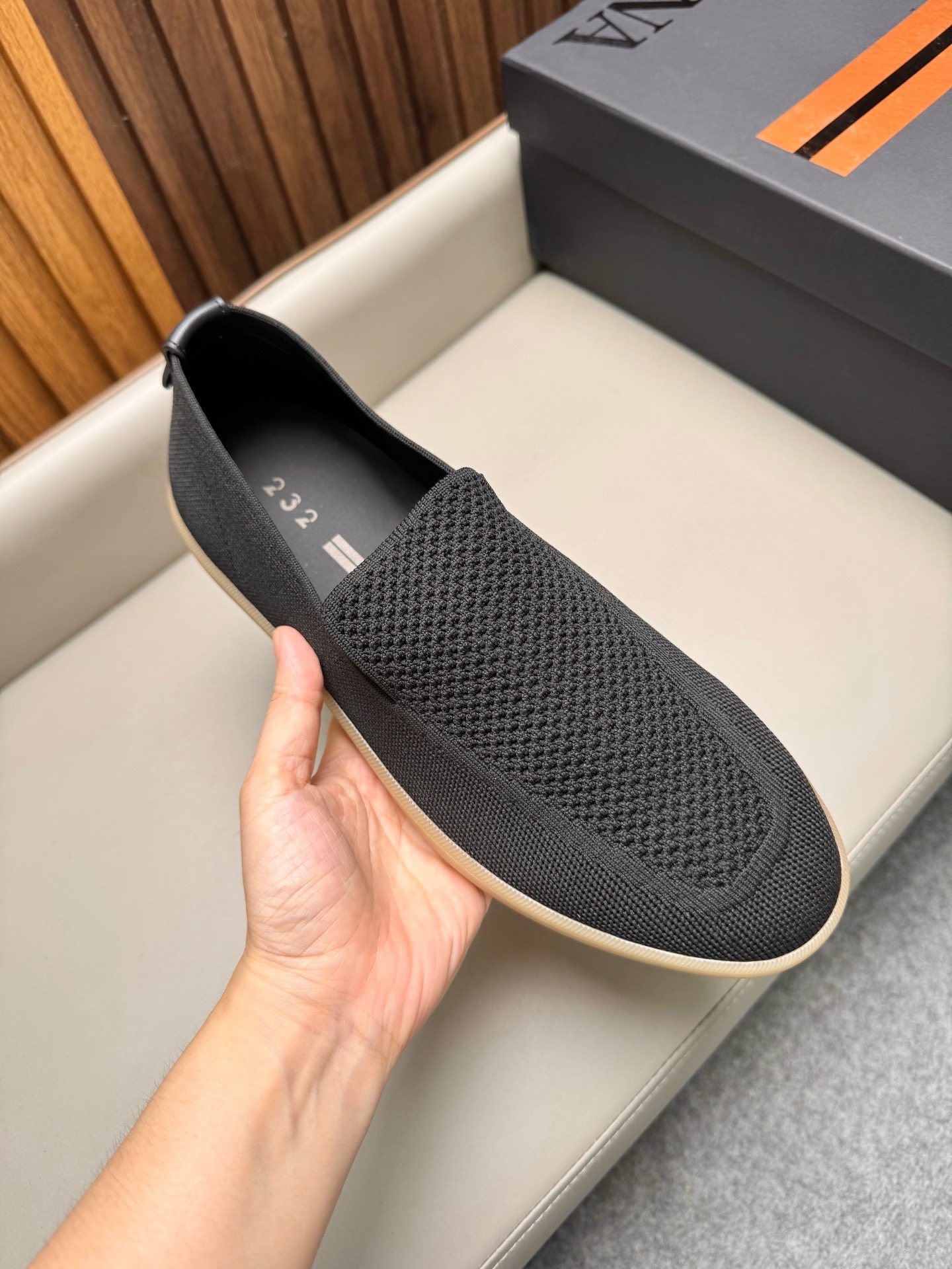 Лоферы мужские Zegna Triple Stitch Monte чёрного цвета