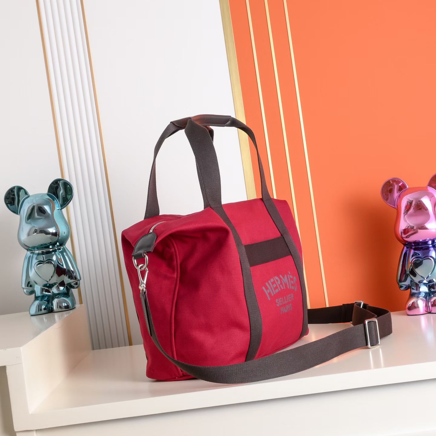 Сумка мужская дорожная Hermès Groom красного цвета