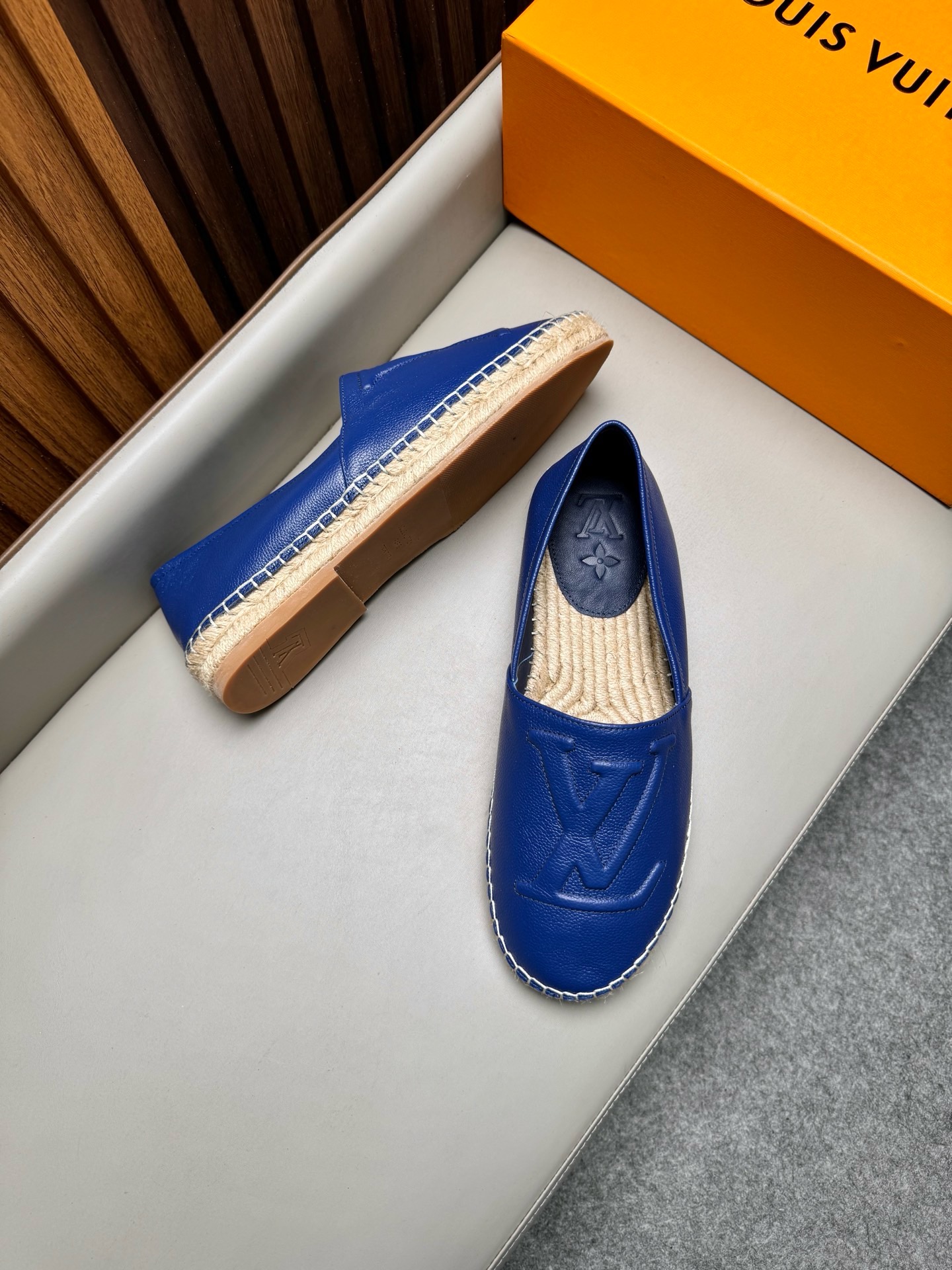 Эспадрильи мужские в стиле Louis Vuitton синего цвета