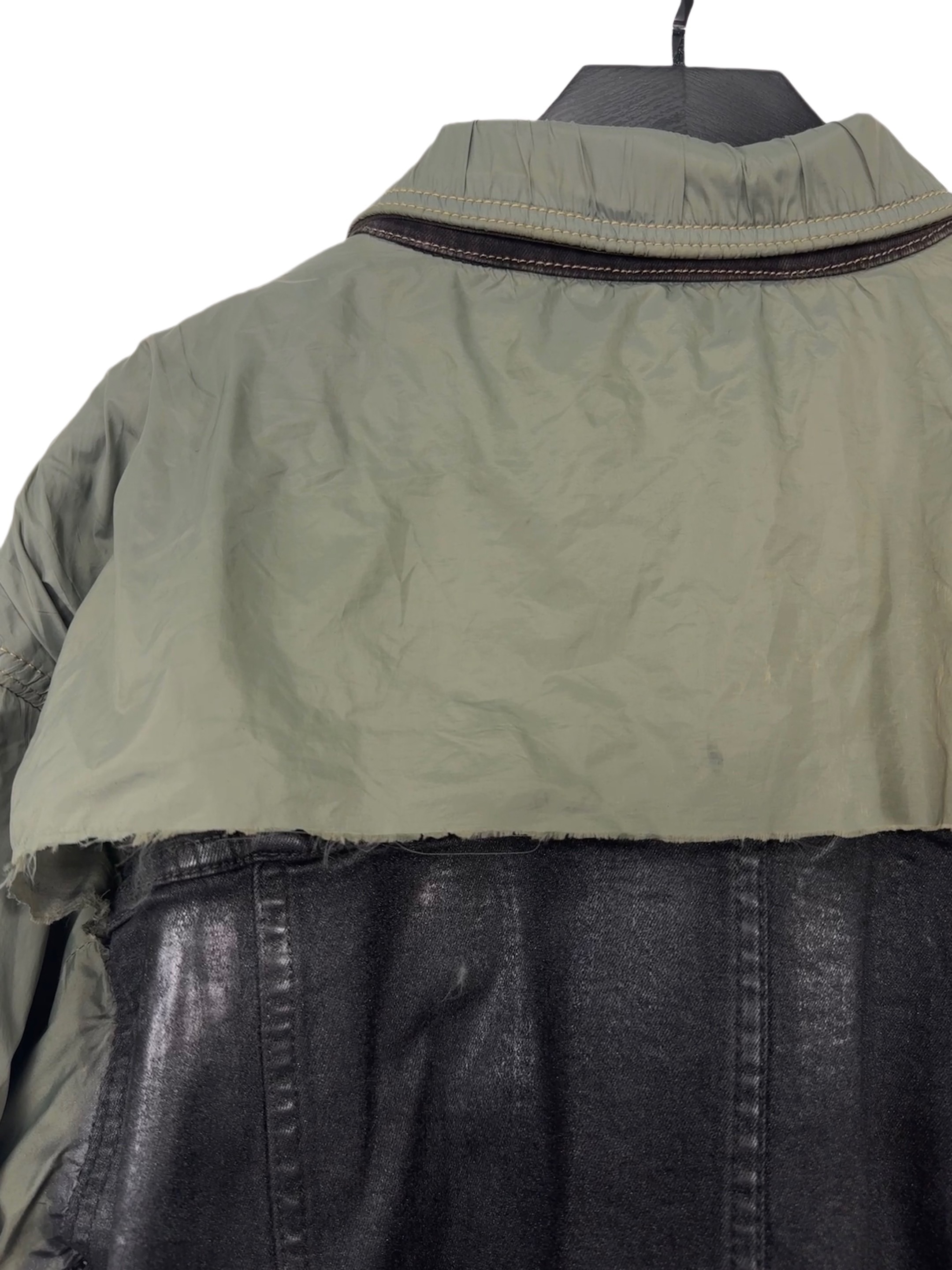 Куртка унисекс в стиле Rick Owens DRKSHDW из комбинированных материалов с эффектом состаривания