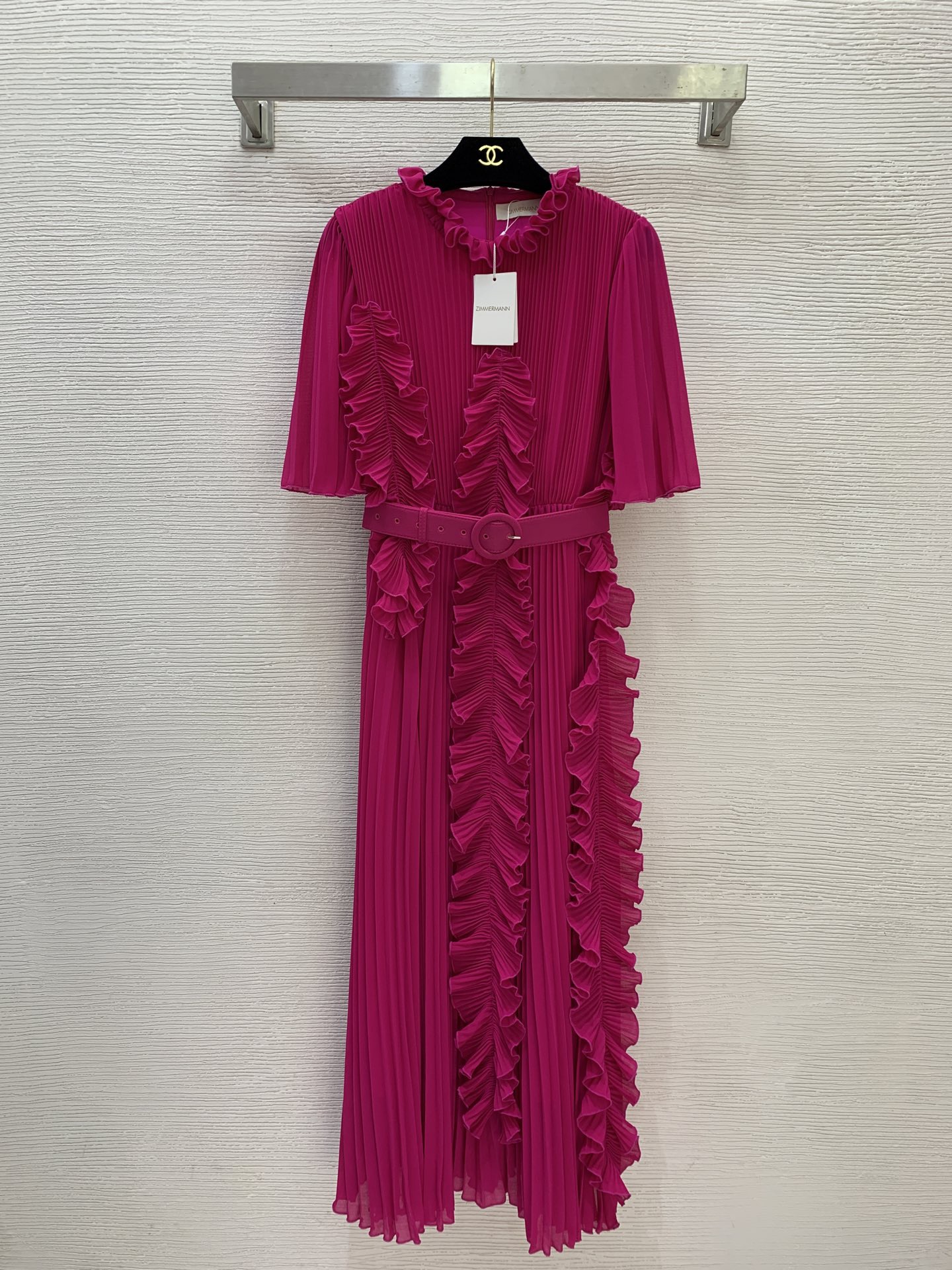 Платье женское в стиле Zimmermann плиссированное с оборками и поясом