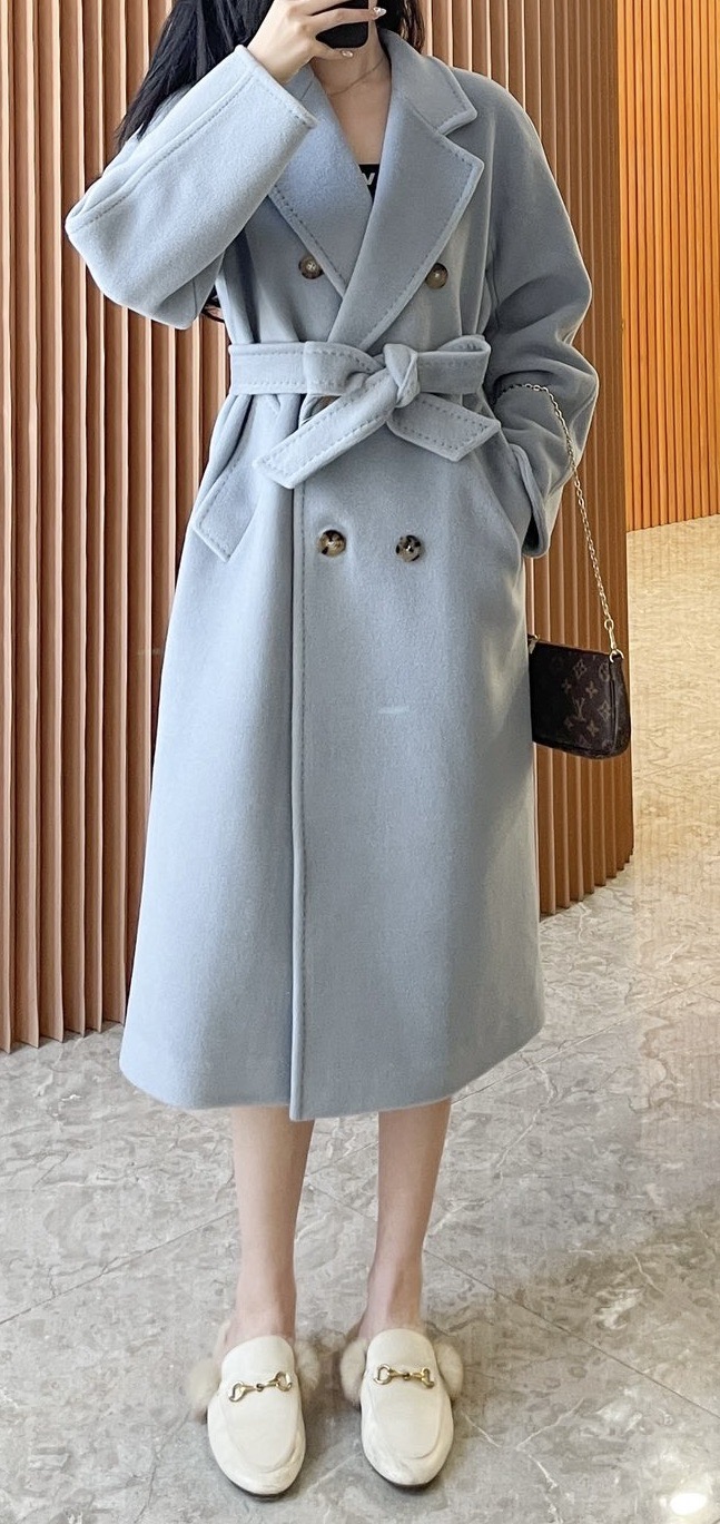 Пальто женское в стиле Max Mara Anne-Marie Beretta голубого цвета