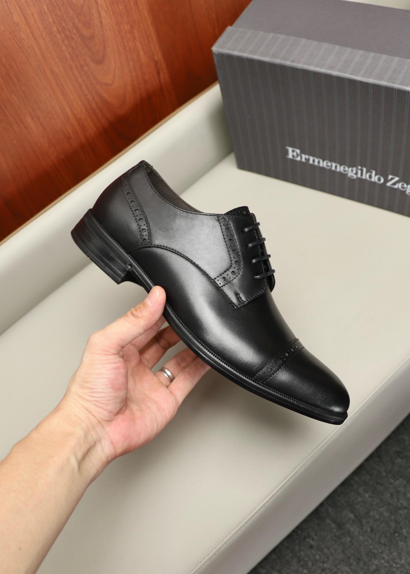 Оксфорды мужские в стиле Zegna Lace чёрного цвета