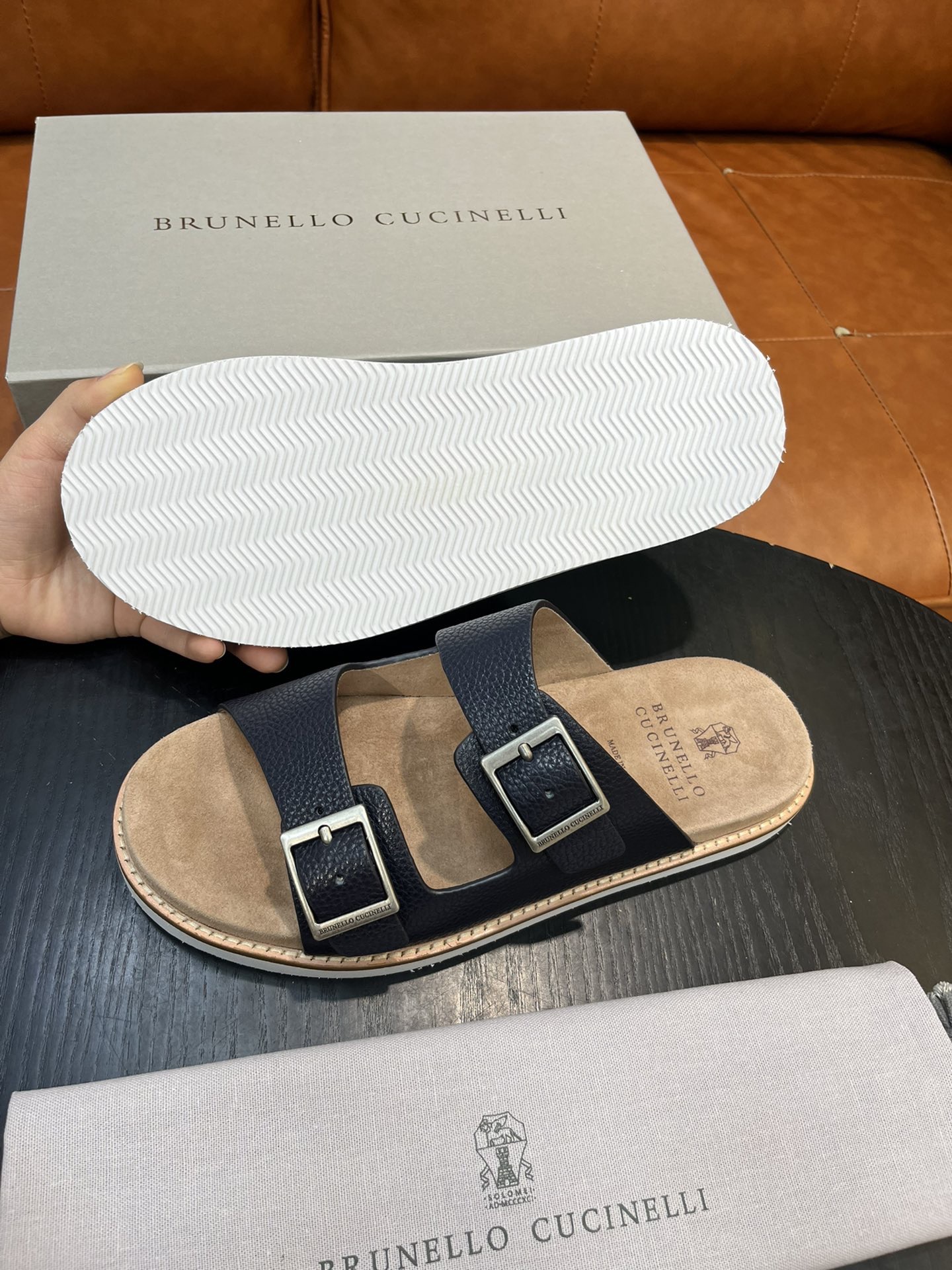 Сандалии мужские в стиле Brunello Cucinelli чёрного цвета