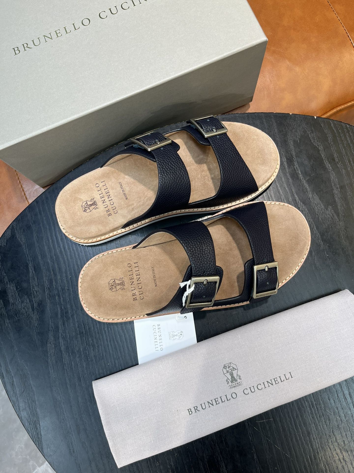 Сандалии мужские в стиле Brunello Cucinelli чёрного цвета