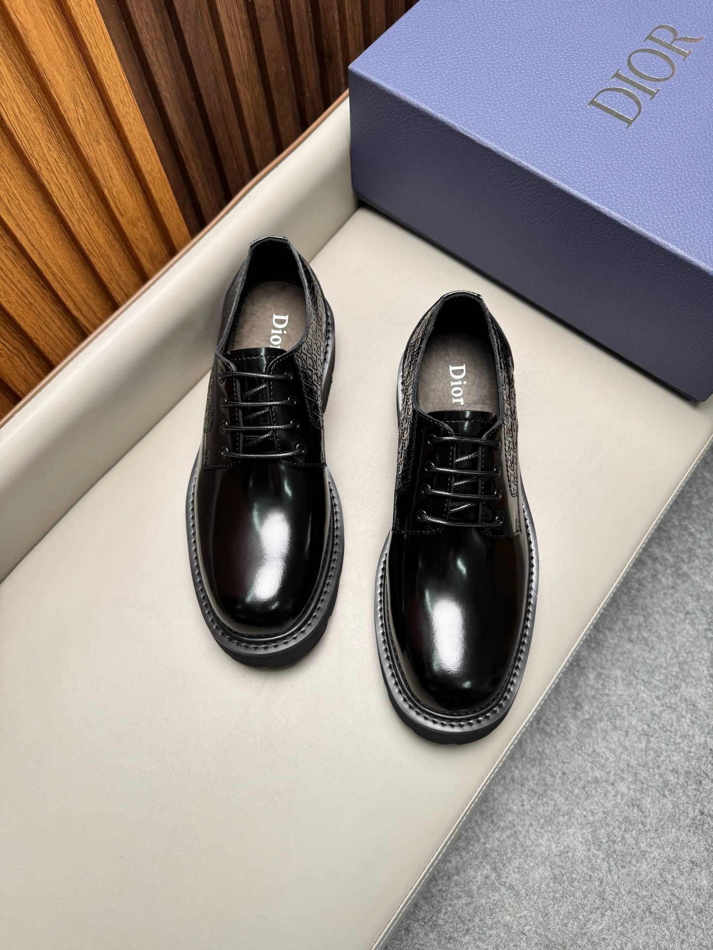 Дерби мужские в стиле Dior Homme из натуральной кожи чёрного цвета