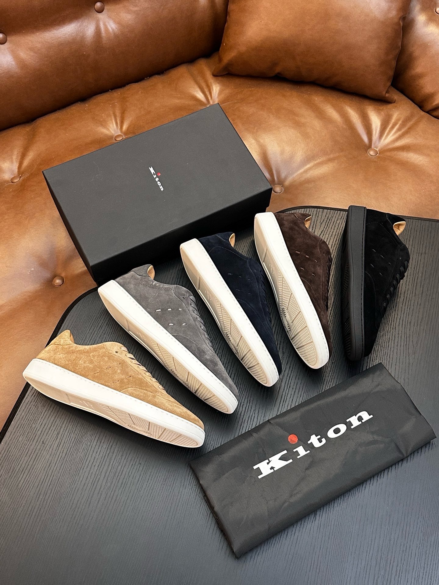 Кеды мужские в стиле Kiton чёрного цвета