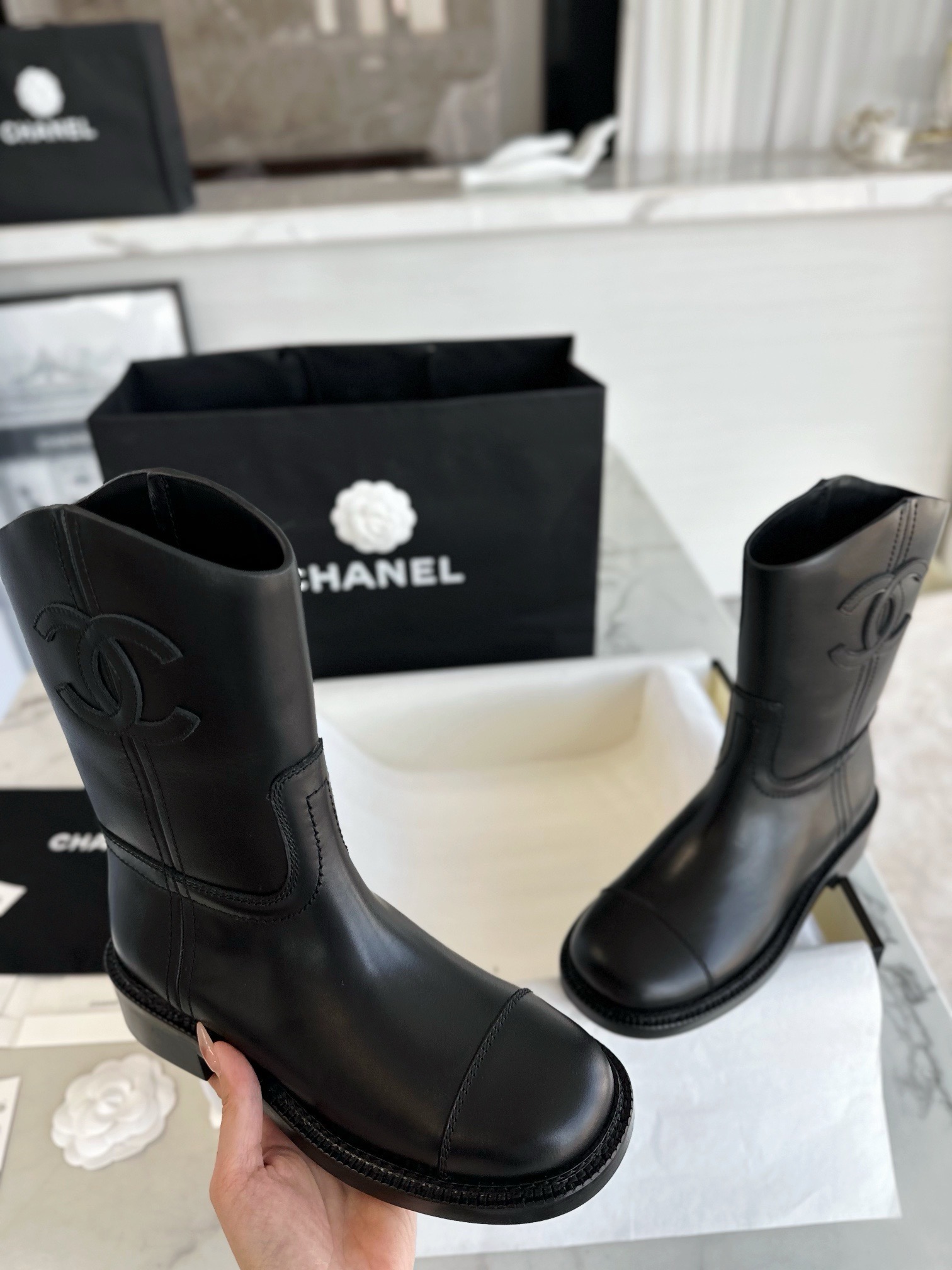 Полусапоги женские Chanel Western чёрного цвета