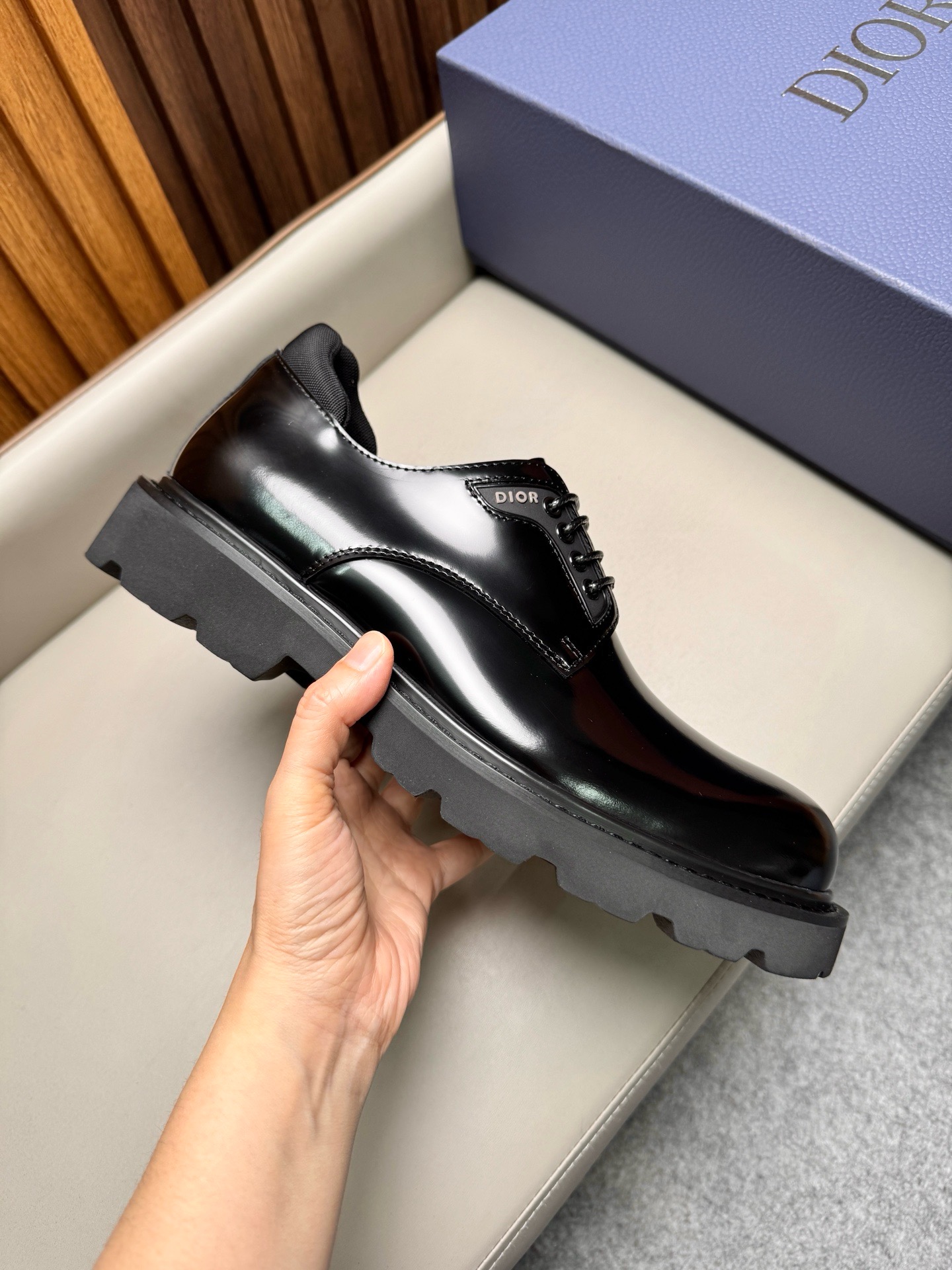 Дерби мужские в стиле Dior Homme чёрного цвета