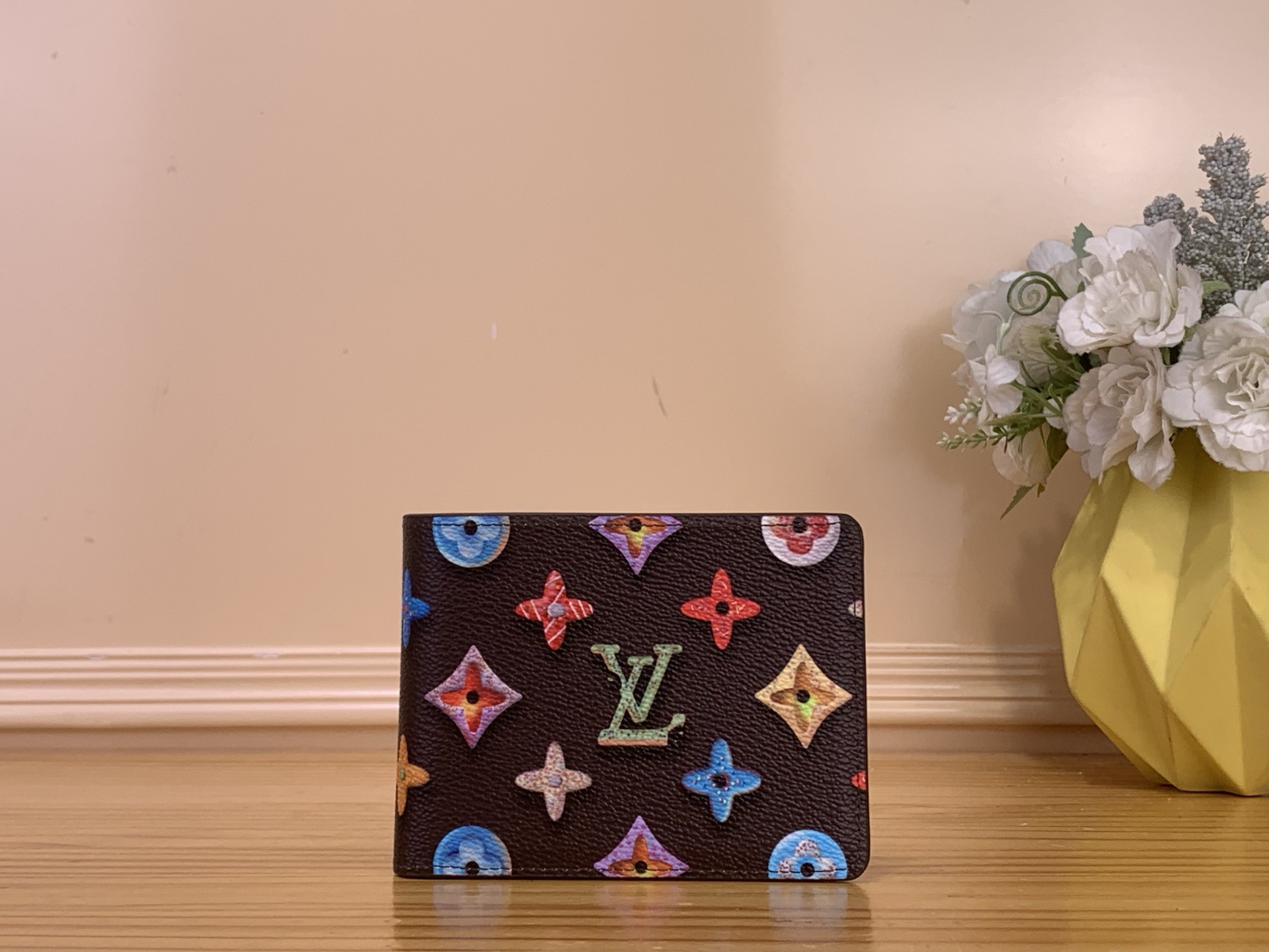 Кошелёк унисекс в стиле Louis Vuitton Slender Monogram Donuts компактный коричневого цвета